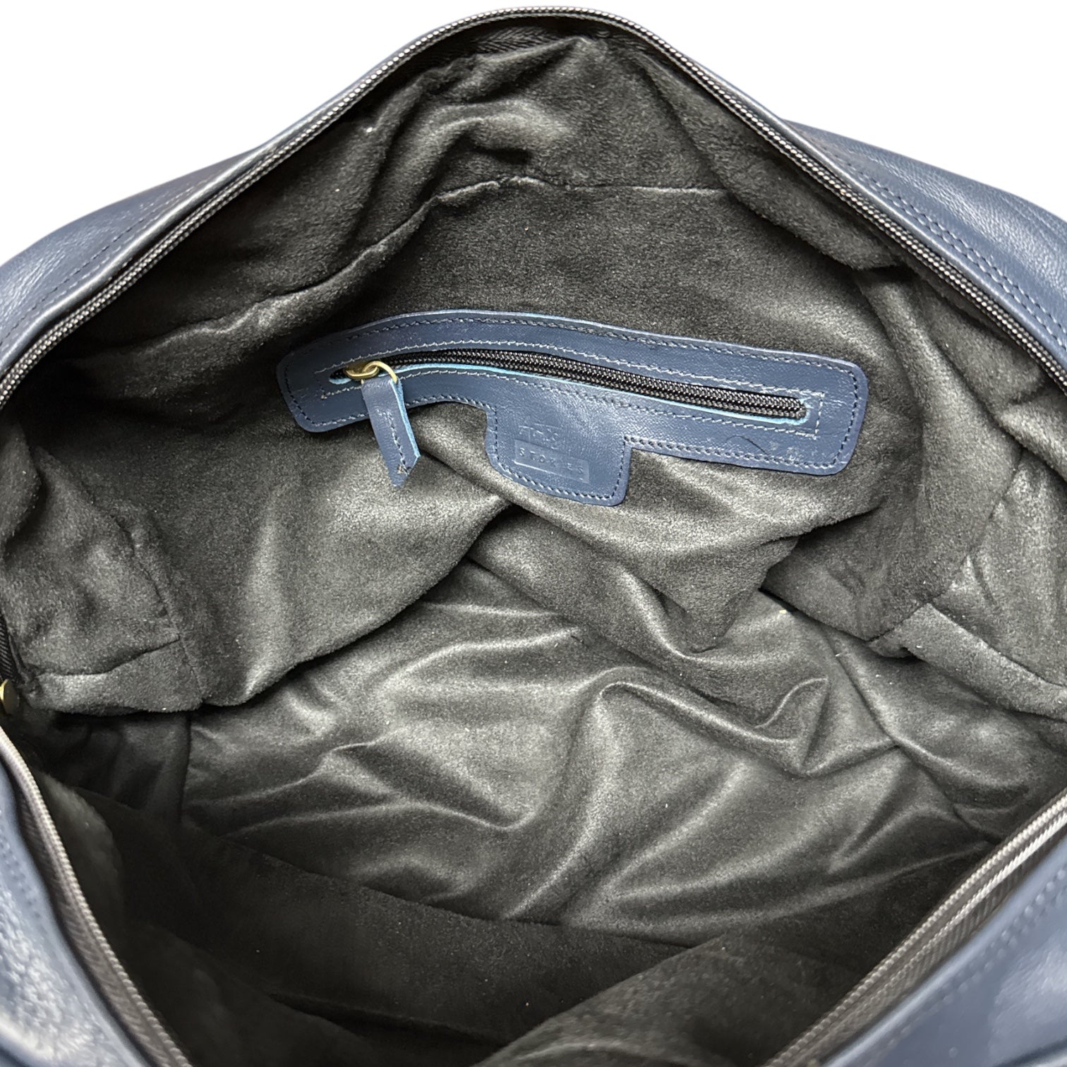 Bowler Handmade Leather Shoulder Bag – Navy Blue Full-Grain Leather