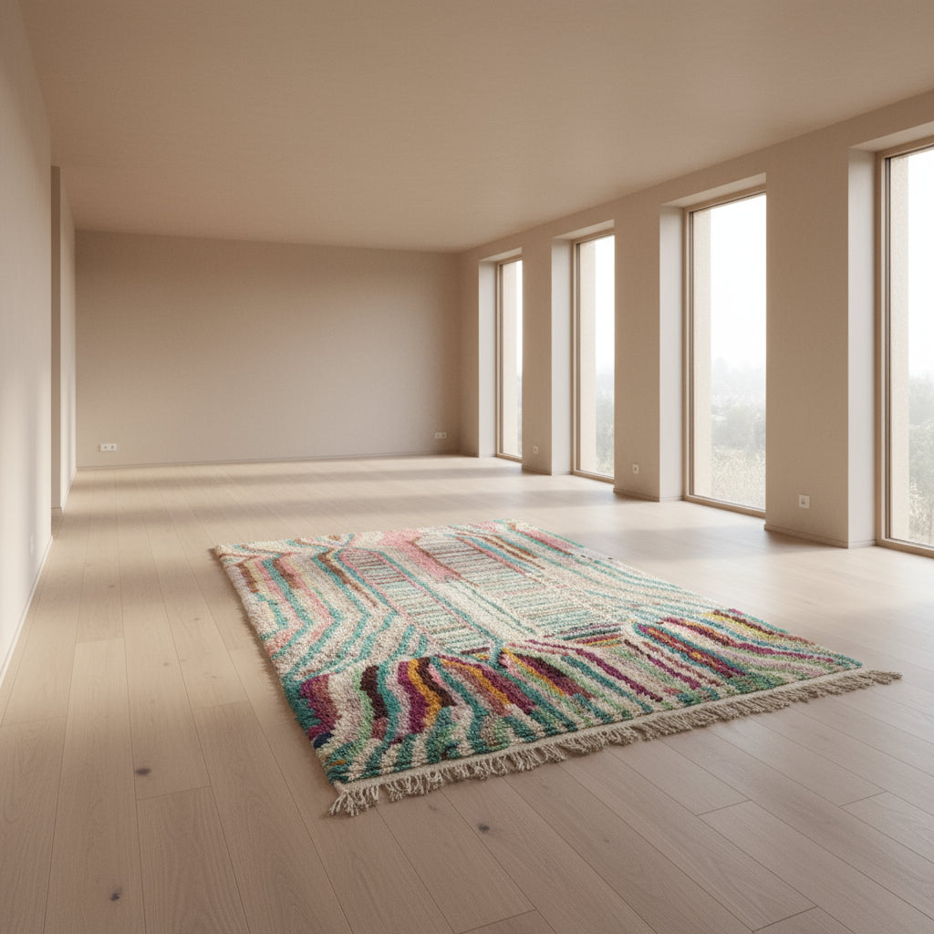 Boujaad Wool Rug – Pastel Geometric Pattern 2.95m x 1.95m