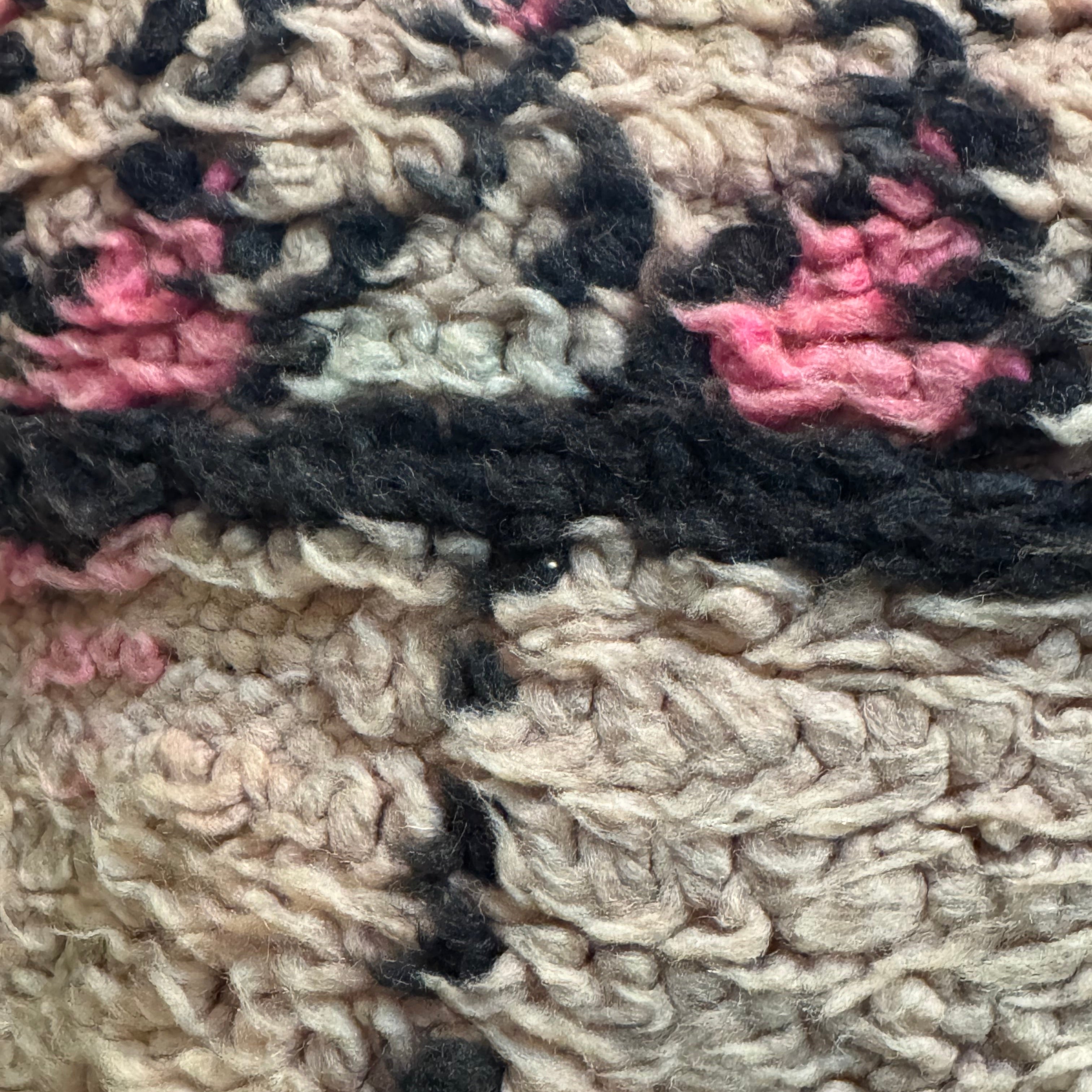 Handmade Boujaad Cushion Cover – Blush, Pink & Black Pattern 57×39cm