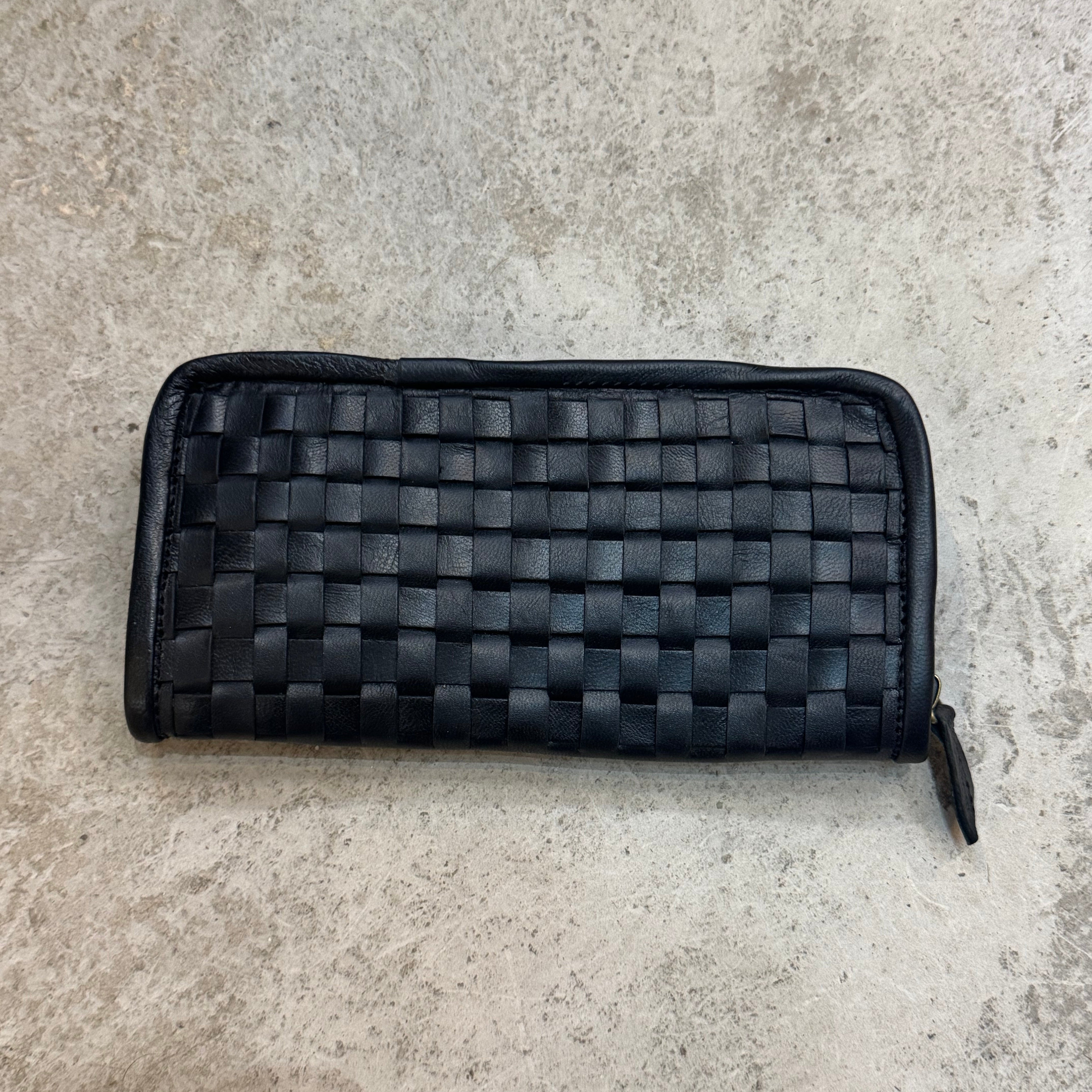 Handwoven Leather Zip-Around Clutch Wallet – Artisan Made (6 Colours)