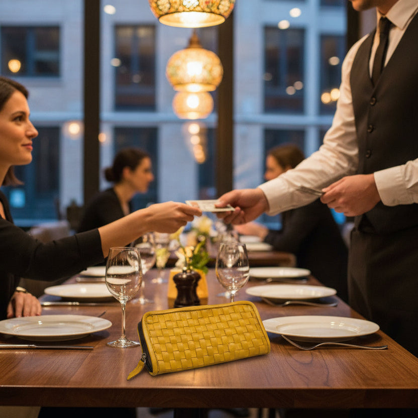 Handwoven Leather Zip-Around Clutch Wallet – Artisan Made (6 Colours)