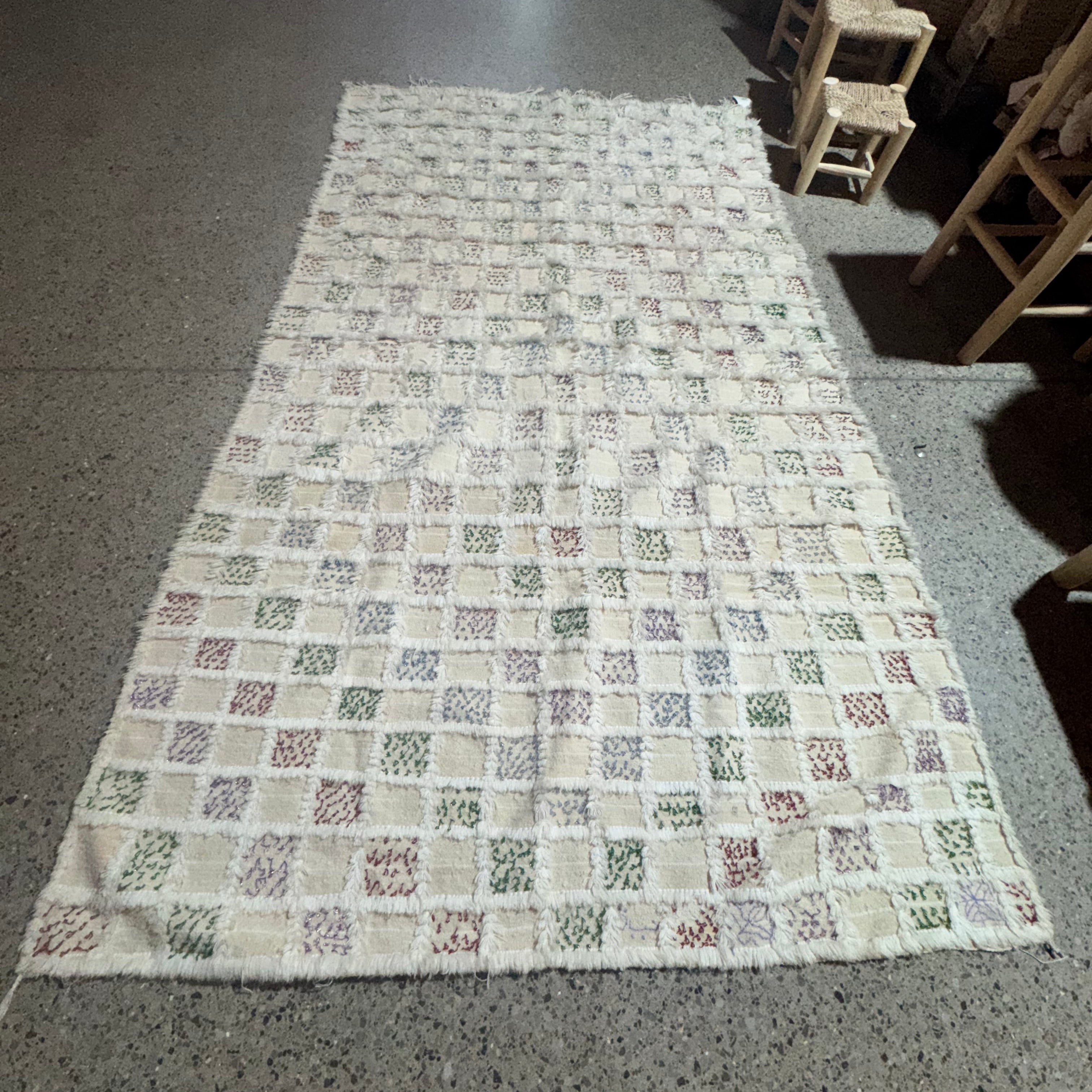 Vintage Moroccan Handira Wedding Blanket – Berber Sequin Throw (245 × 140 cm)