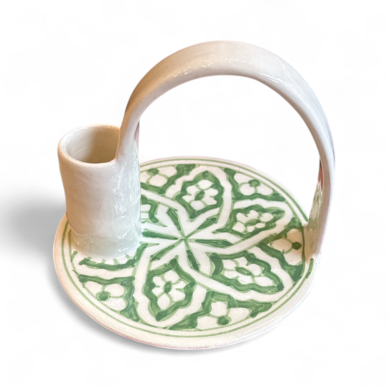 Handmade Ceramic Candle Holder – Hand-Painted Safia Design (15cm)