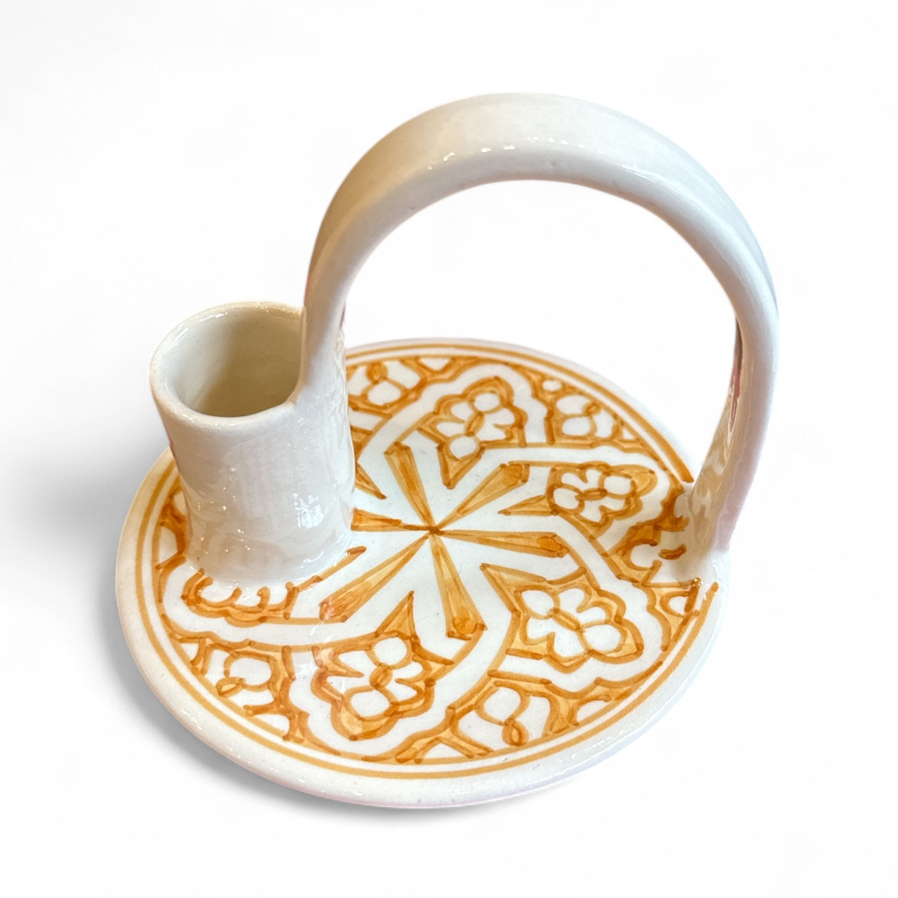 Handmade Ceramic Candle Holder – Hand-Painted Safia Design (15cm)