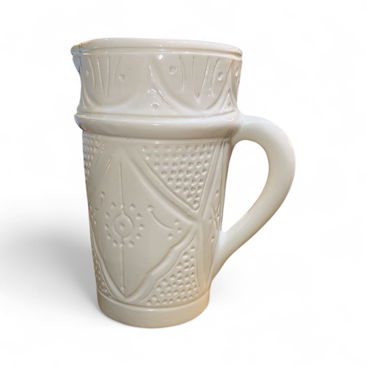 Handcrafted Ceramic Jug – Embossed Safa Design