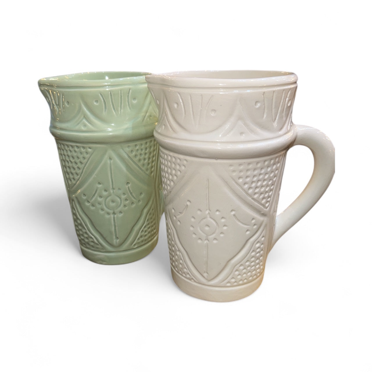 Handcrafted Ceramic Jug – Embossed Safa Design