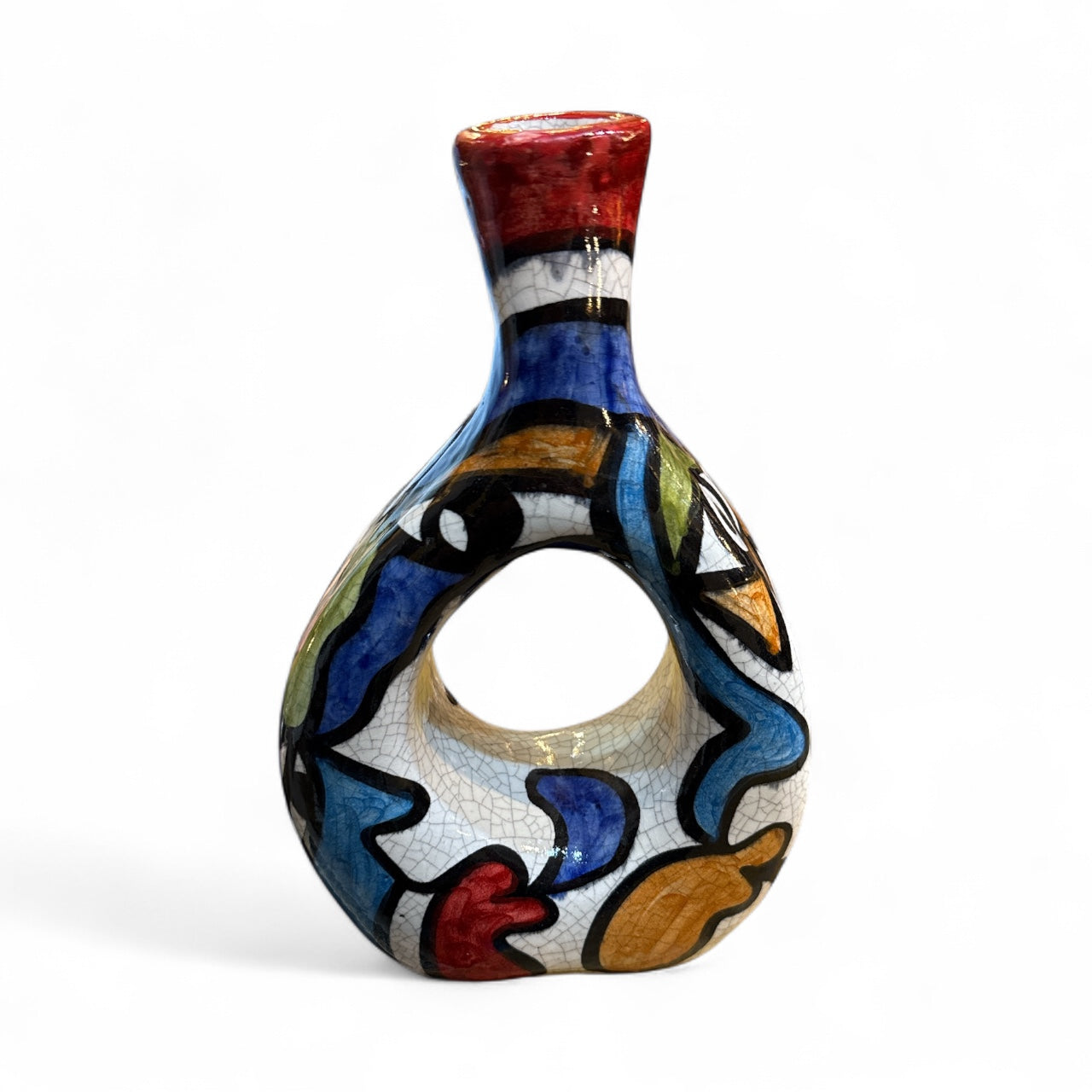 Cubist design ceramic stem vase small