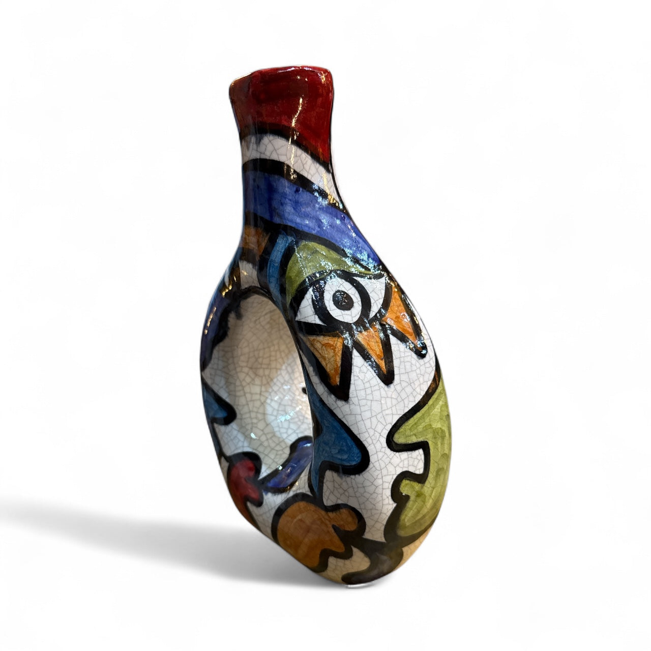 Cubist design ceramic stem vase small