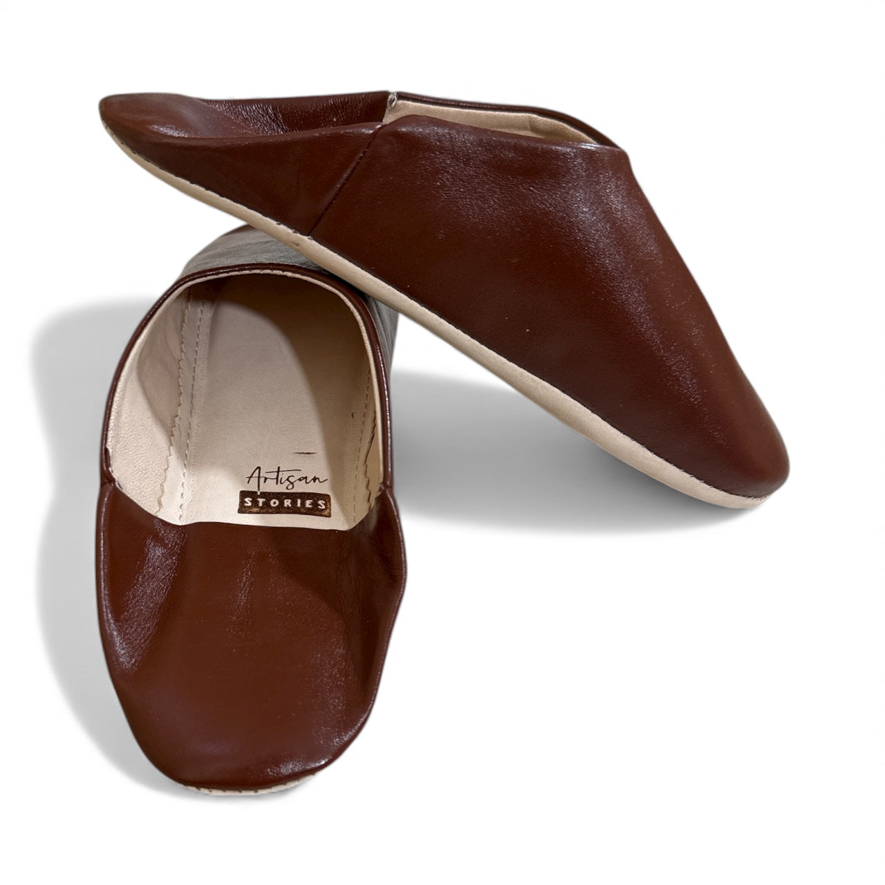 Herren-Slipper aus Leder in Senfgelb