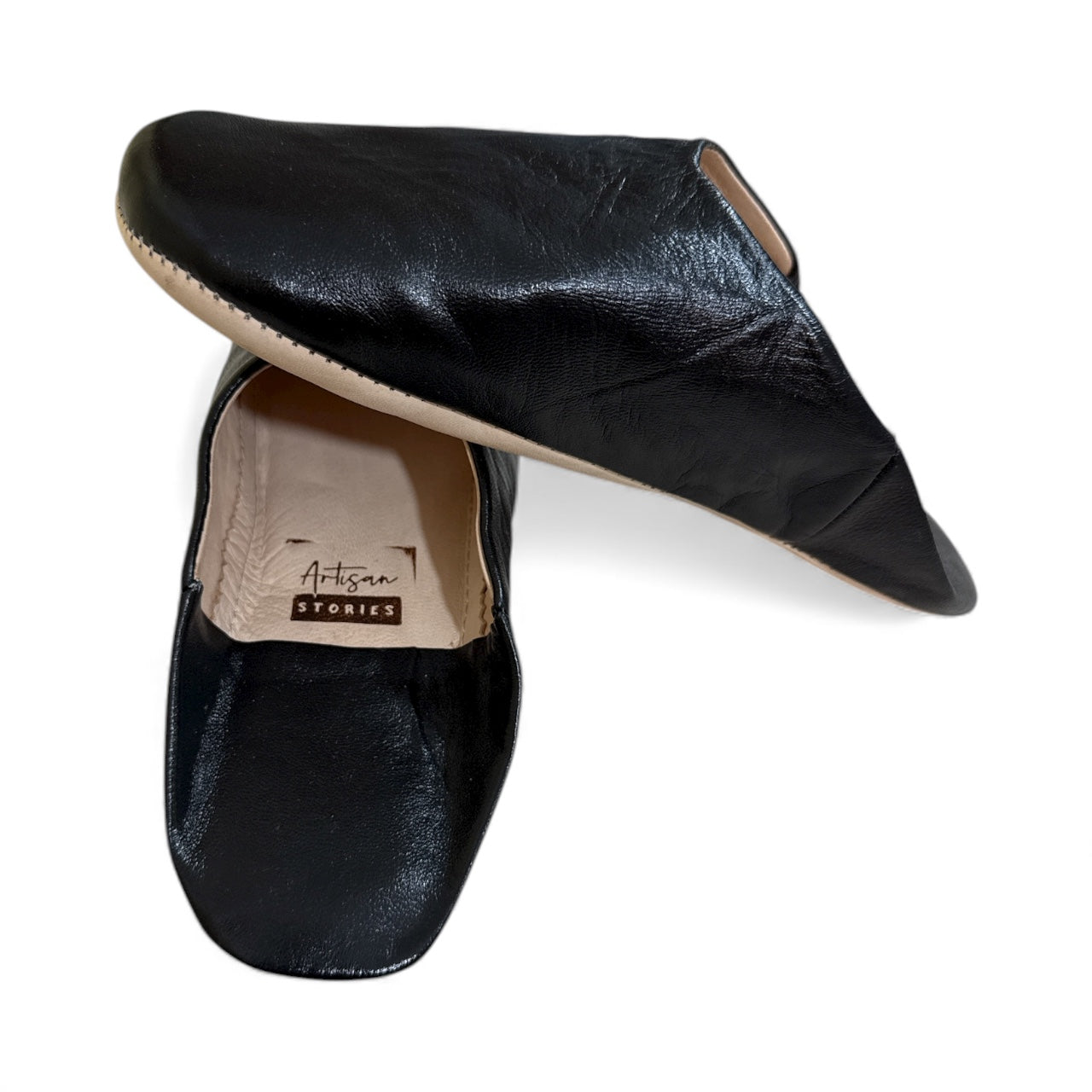 Herren-Slipper aus Leder in Senfgelb