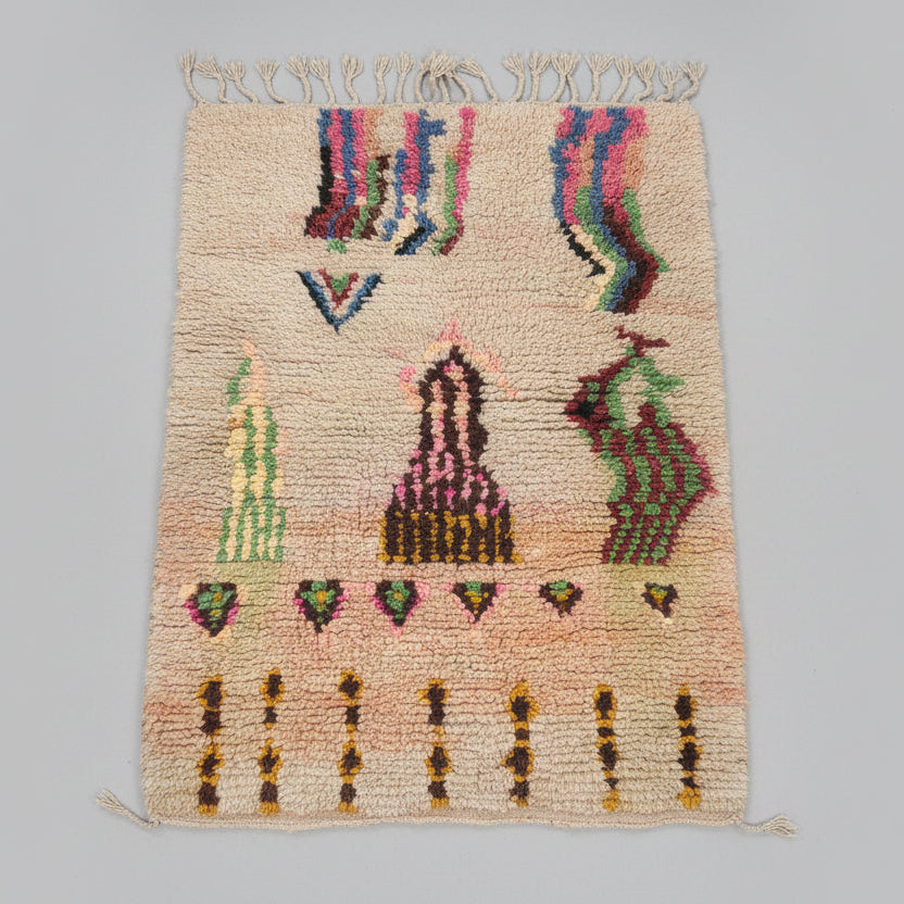 Boujaad Wool Rug " Desert Totems " 155 x 100 cm