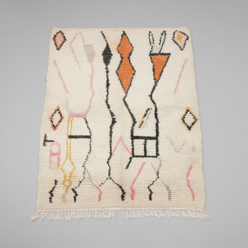 Boujaad Wool Rug “Earth Lines” – 150 × 100 cm