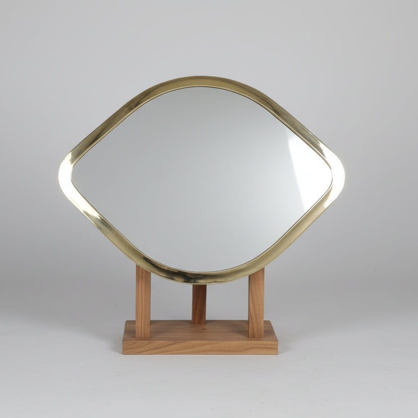 Runder Marrakesch-Spiegel aus Messing und Silber