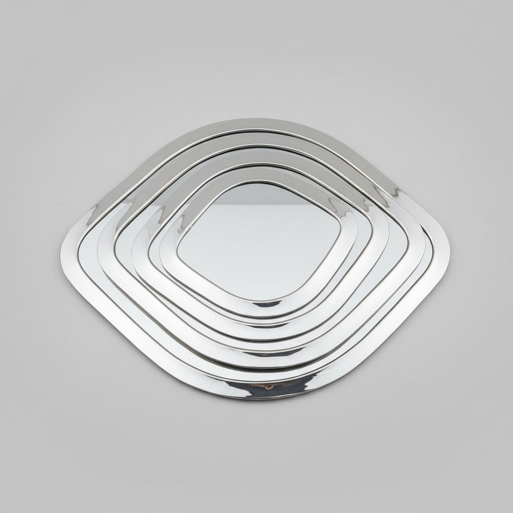 Runder Marrakesch-Spiegel aus Messing und Silber