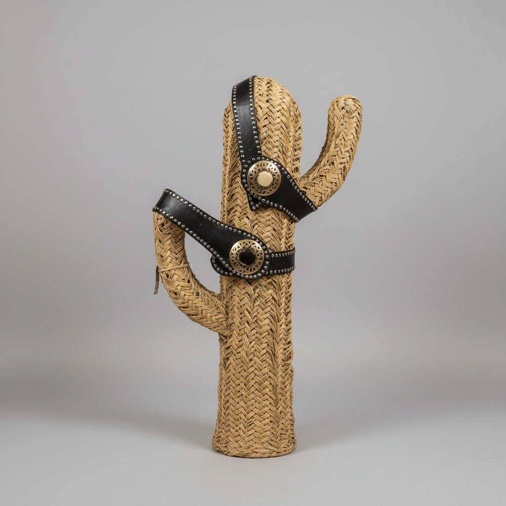 Black Boho Studded Leather Belt – Full-Grain Leather with Horn & Metal Buckle