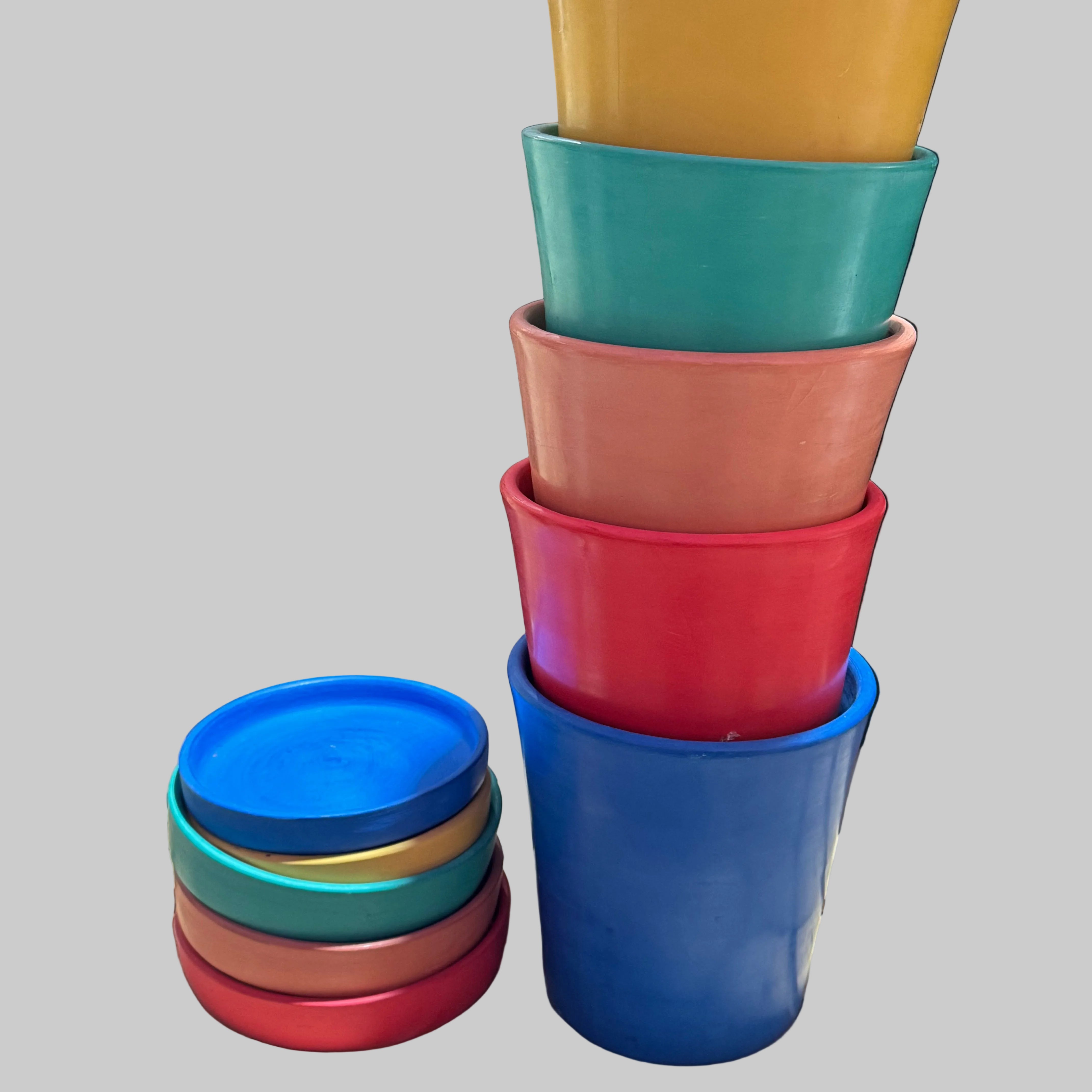 Moroccan Tadelakt Plant Pot with Saucer – Handcrafted Artisan Planter