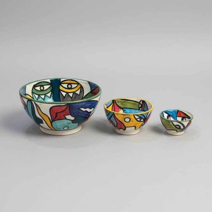 Handbemalte abstrakte Keramikschale