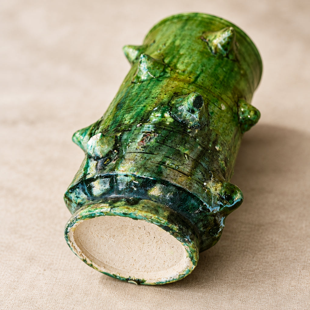 Tamegroute Green Spiked Ceramic Vase - 26cm