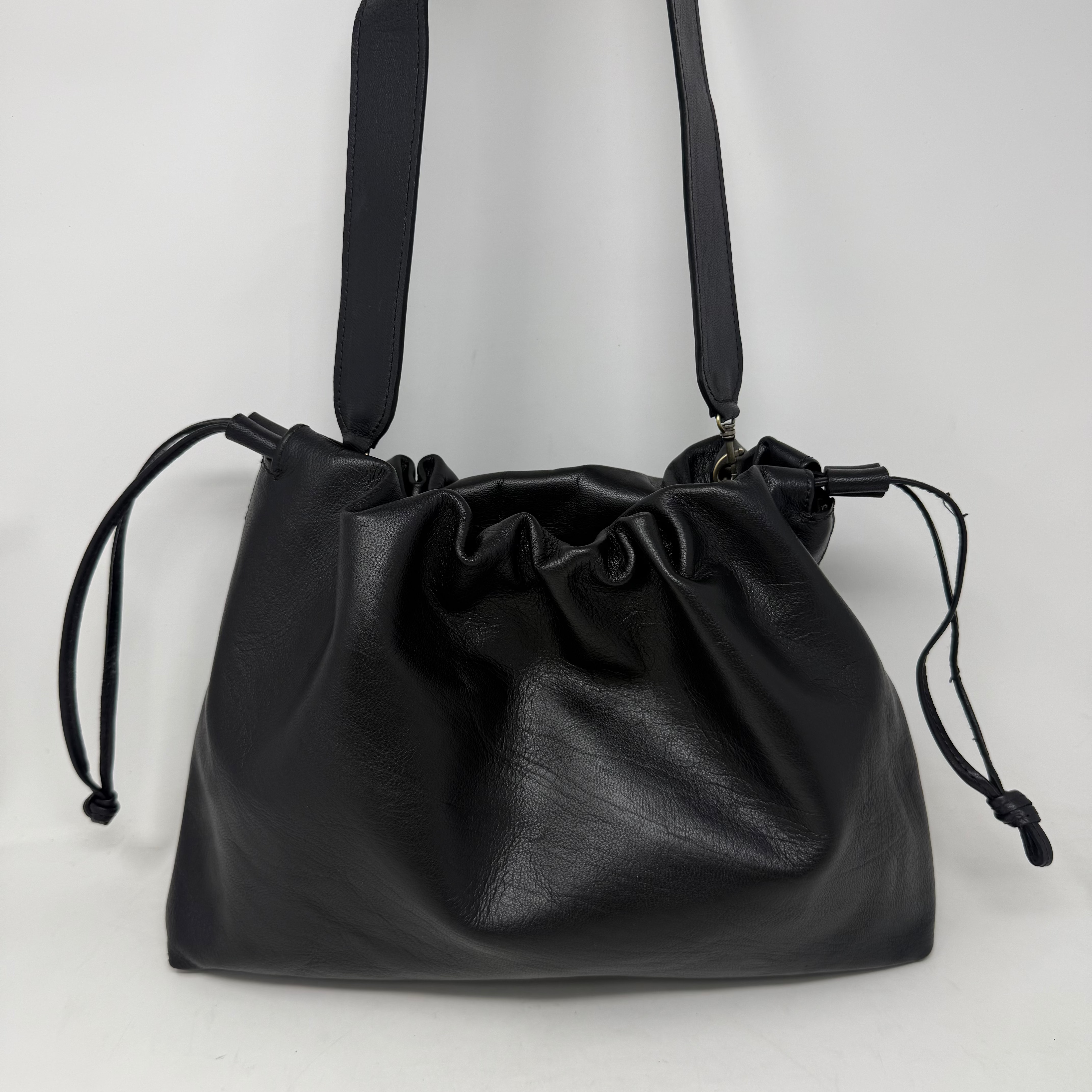 Handmade Leather Slouch Bag – Black