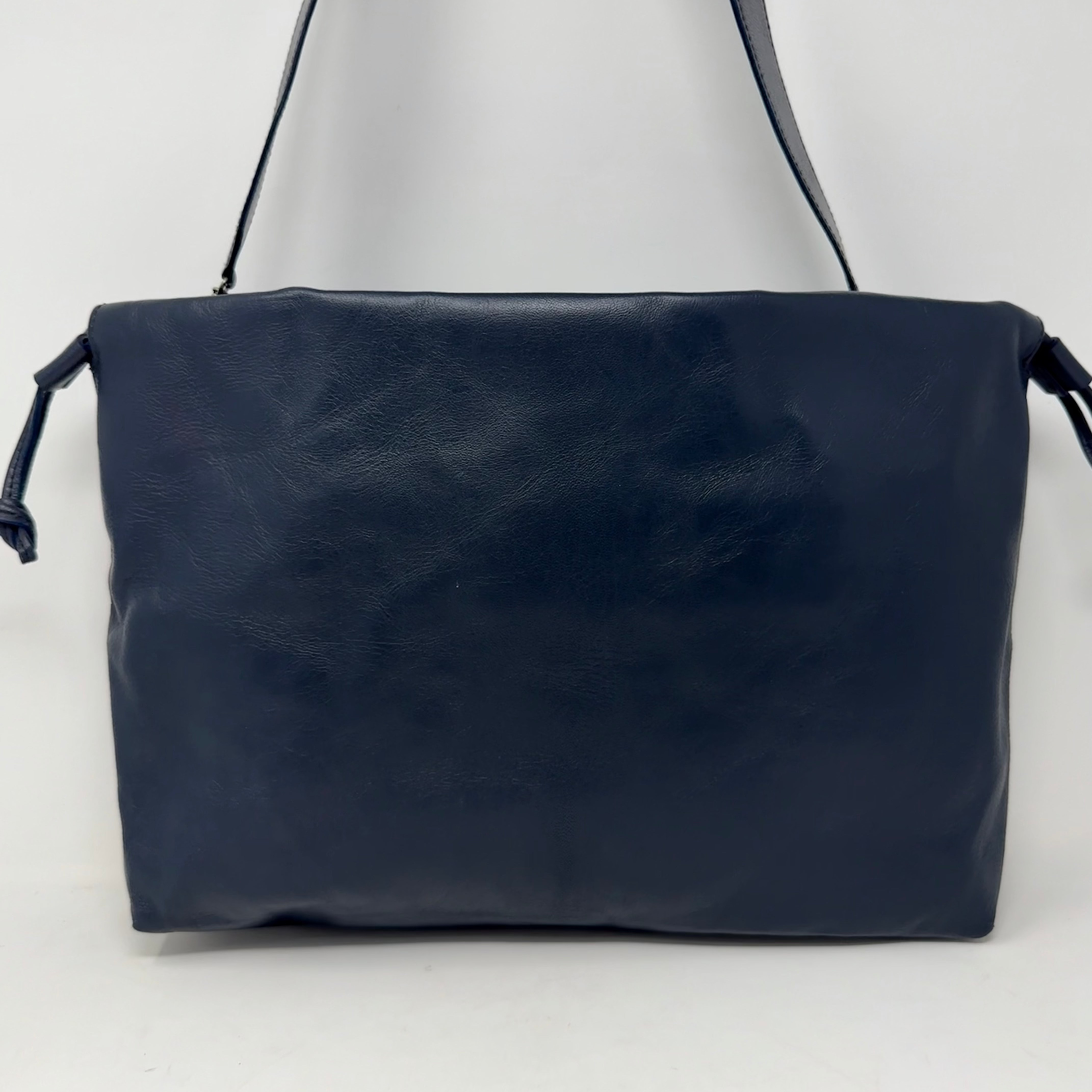 Navy Blue - Artisan Slouch Bag with Drawstring