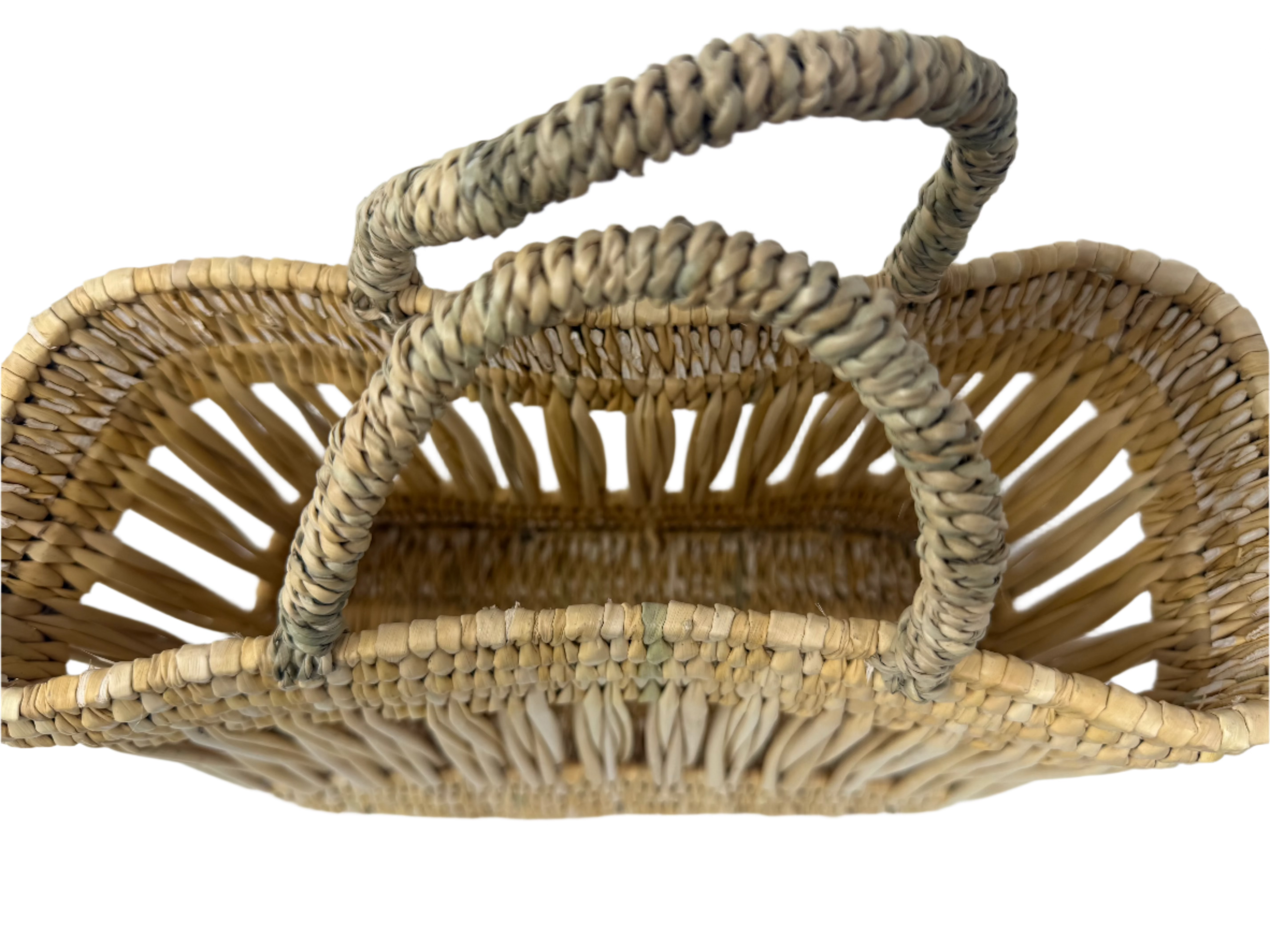 Essaouira Reed Basket Bag – Natural Palm Handle Tote