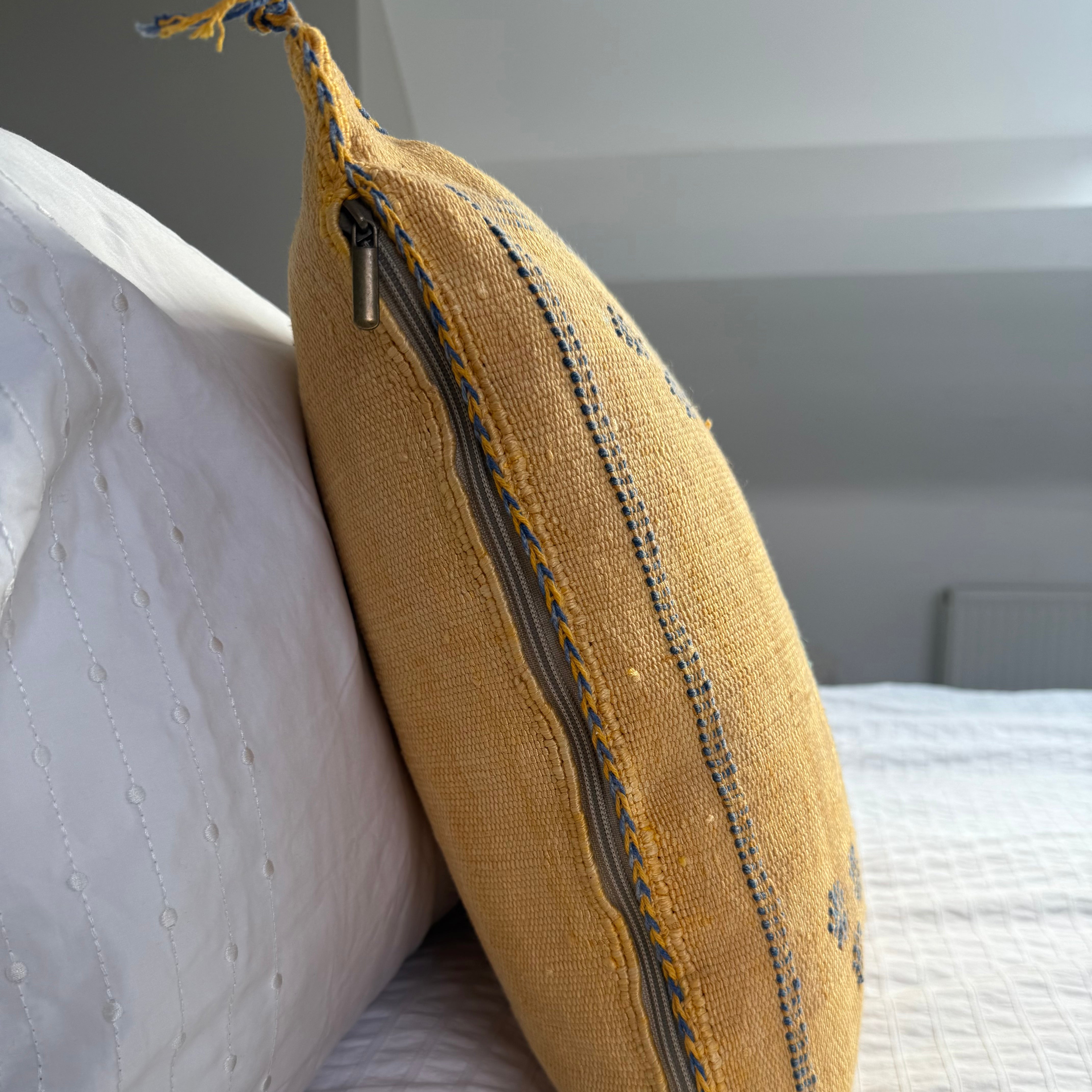 Yellow Handmade Moroccan Cactus Silk Cushion – 50x50cm