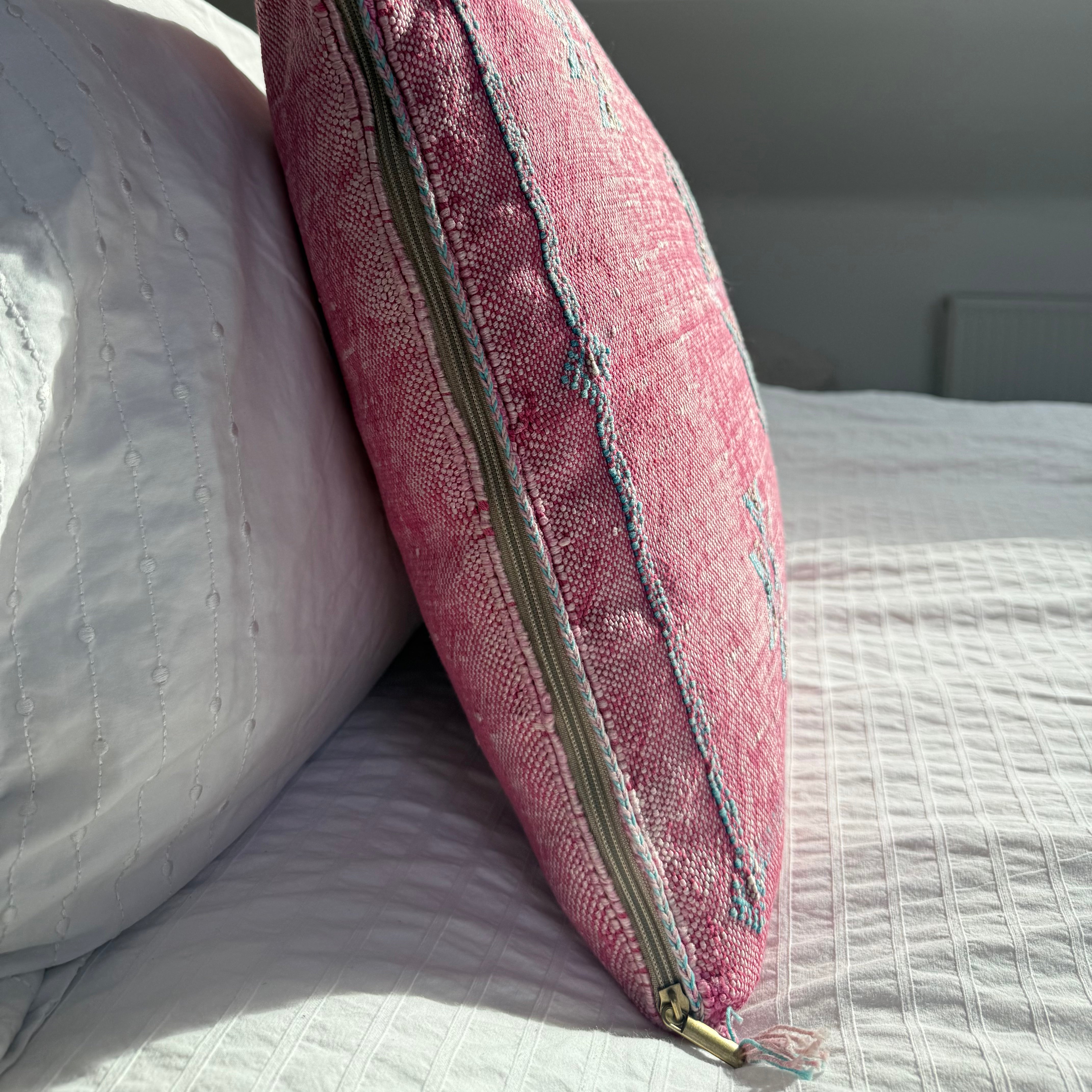 Pink Handmade Moroccan Cactus Silk Cushion – 50x50cm