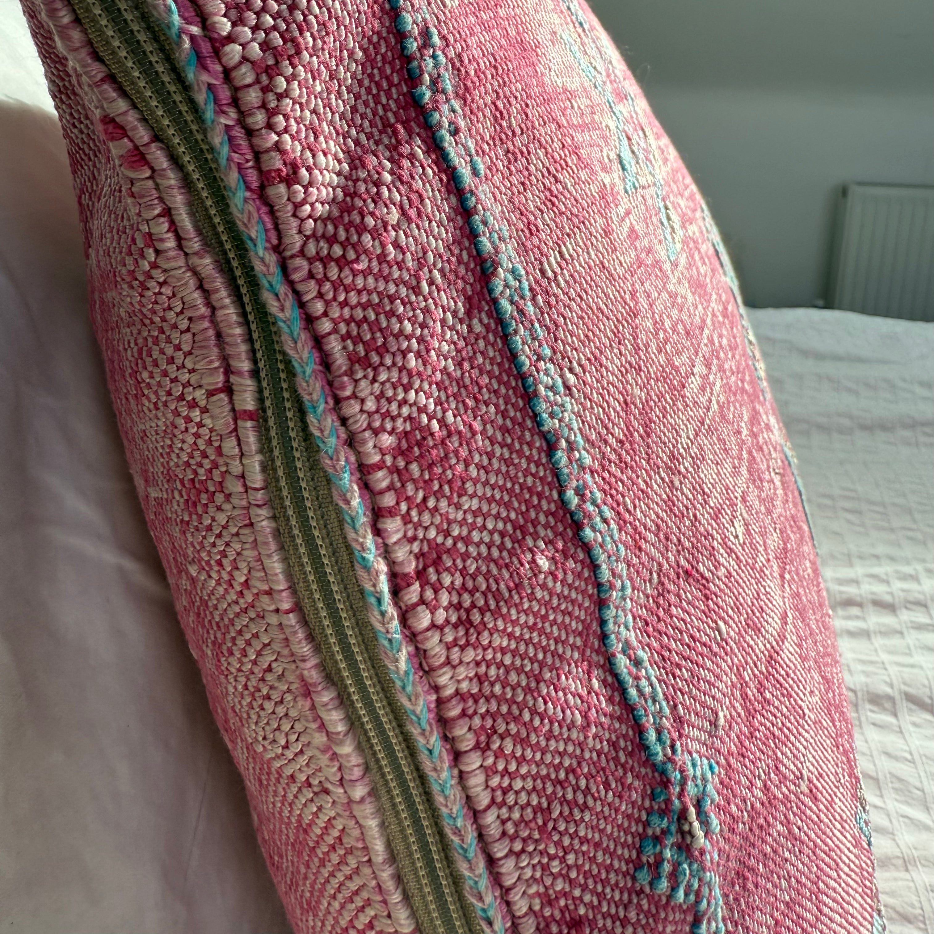 Pink Handmade Moroccan Cactus Silk Cushion – 50x50cm