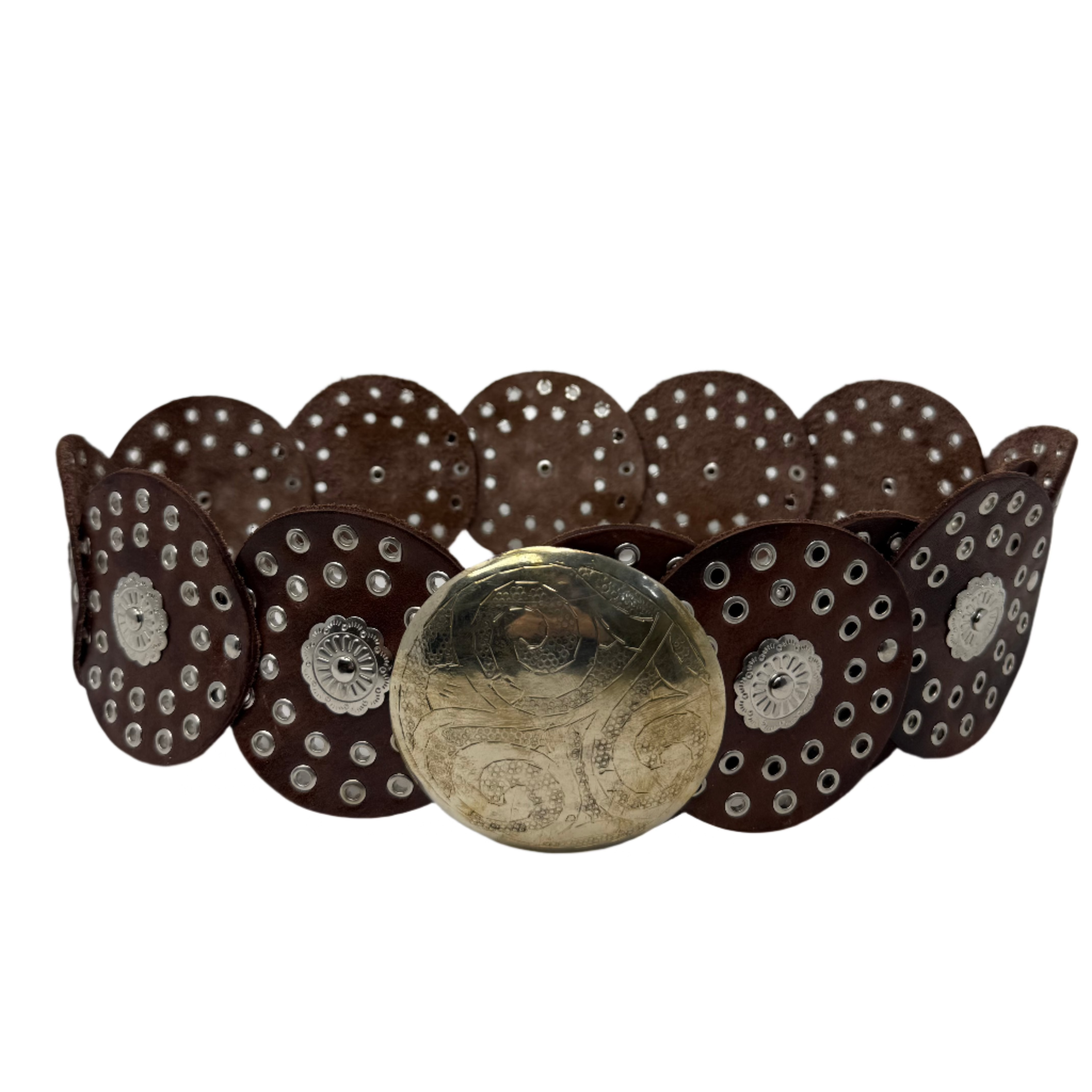 Artisan Leather Disc Belt in Brown