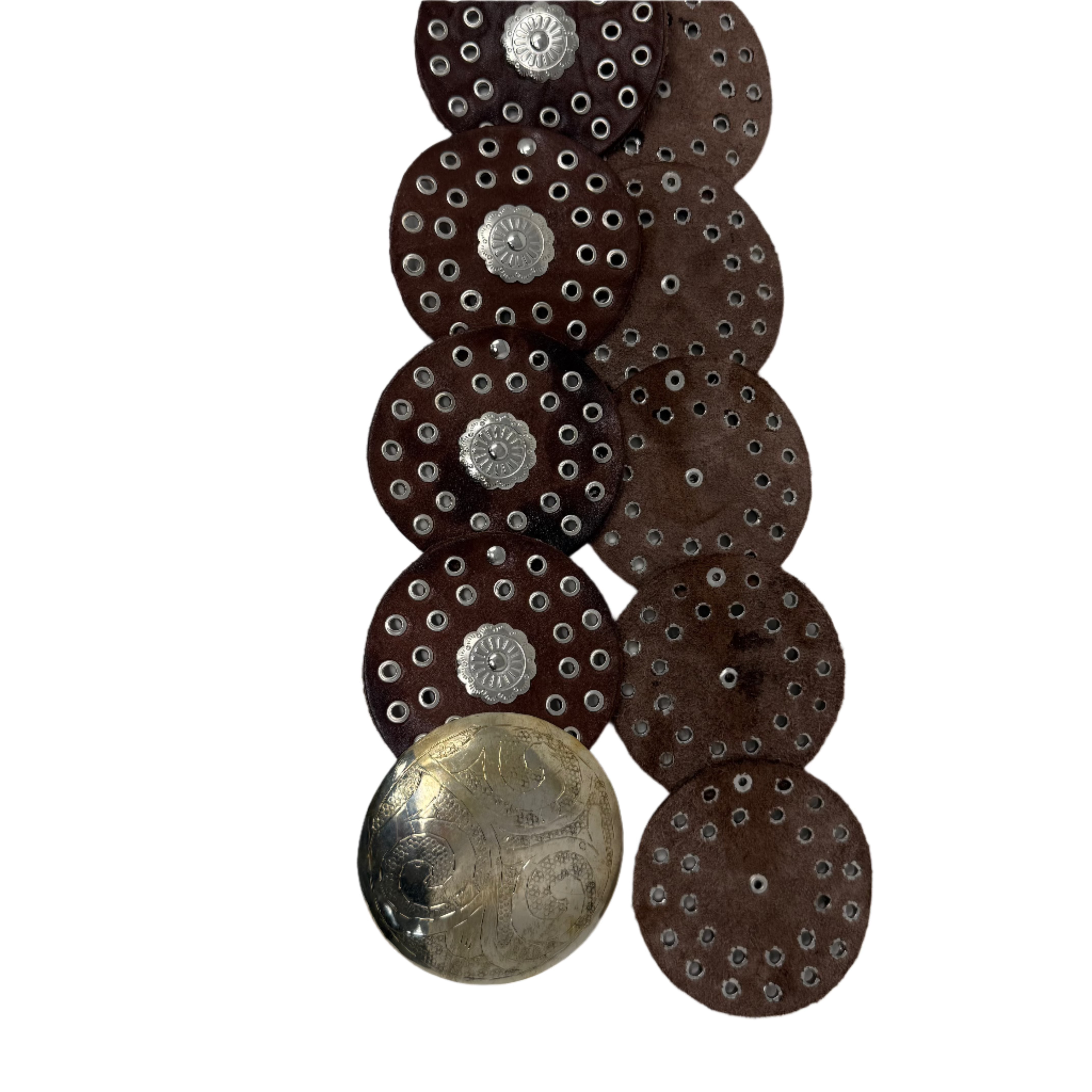 Brown Boho Leather Disc Belt – Handmade Wide Festival Belt