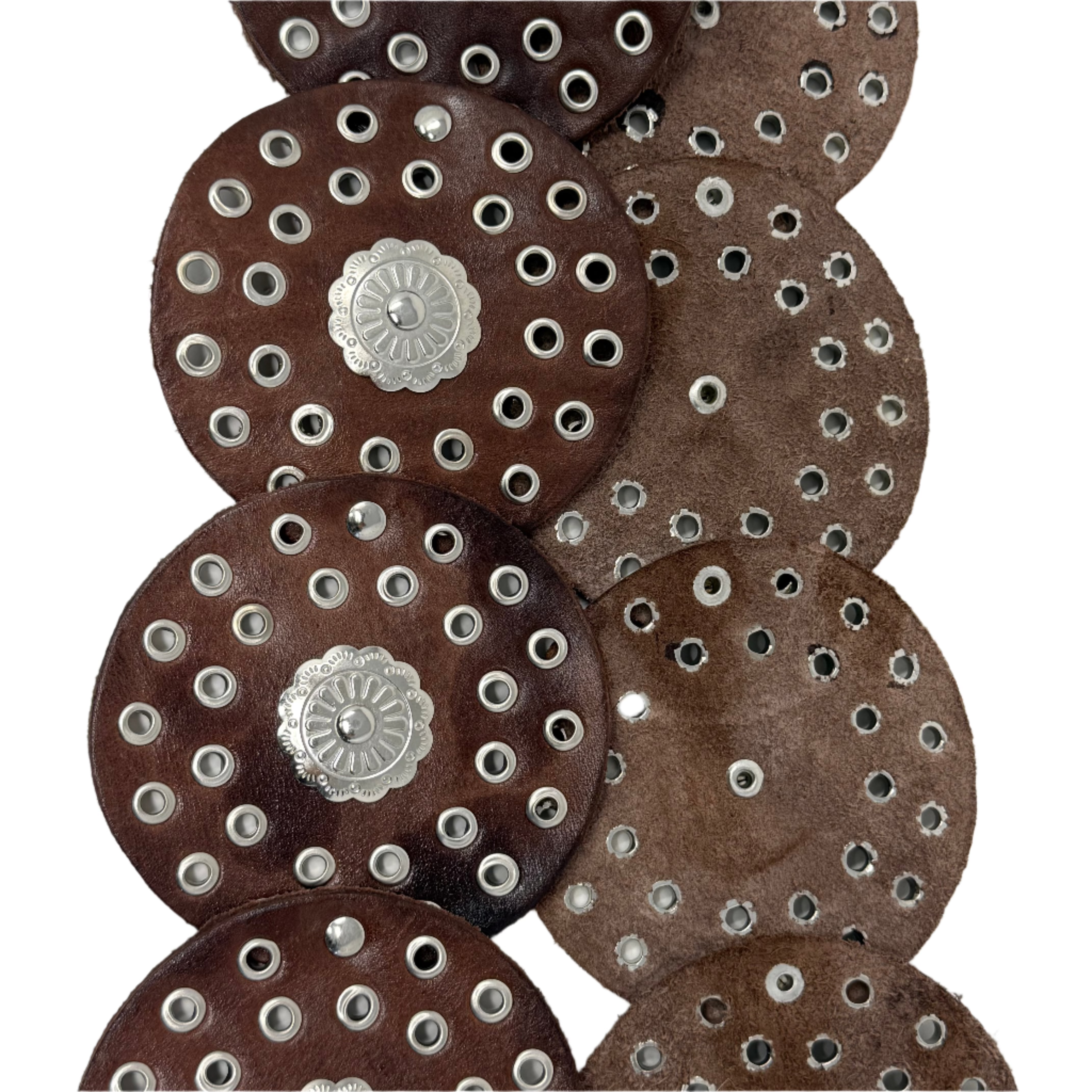 Brown Boho Leather Disc Belt – Handmade Wide Festival Belt
