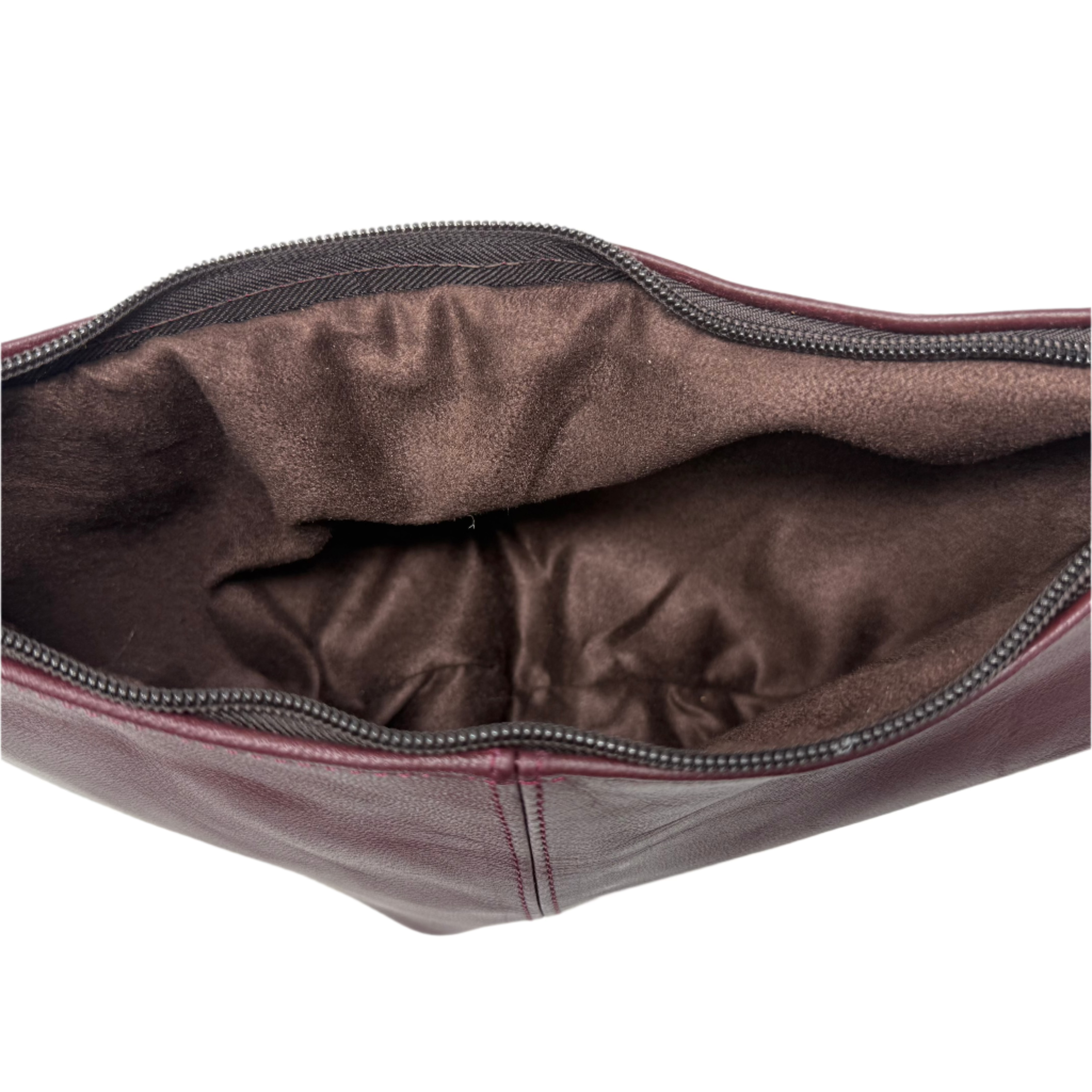 Burgundy Half Moon Leather Shoulder Bag – Handmade with Braided Handle