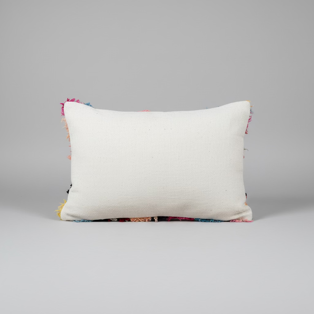 Handwoven Boujaad Cushion Cover – Multicolour Patchwork 57×39cm
