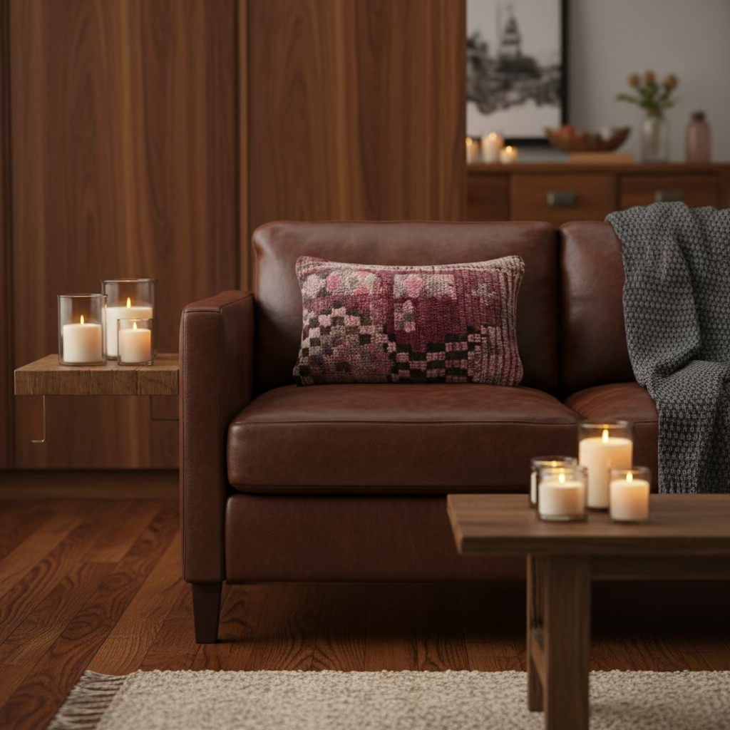 Handwoven Boujaad Cushion Cover – Pink & Plum Pattern 57×39cm