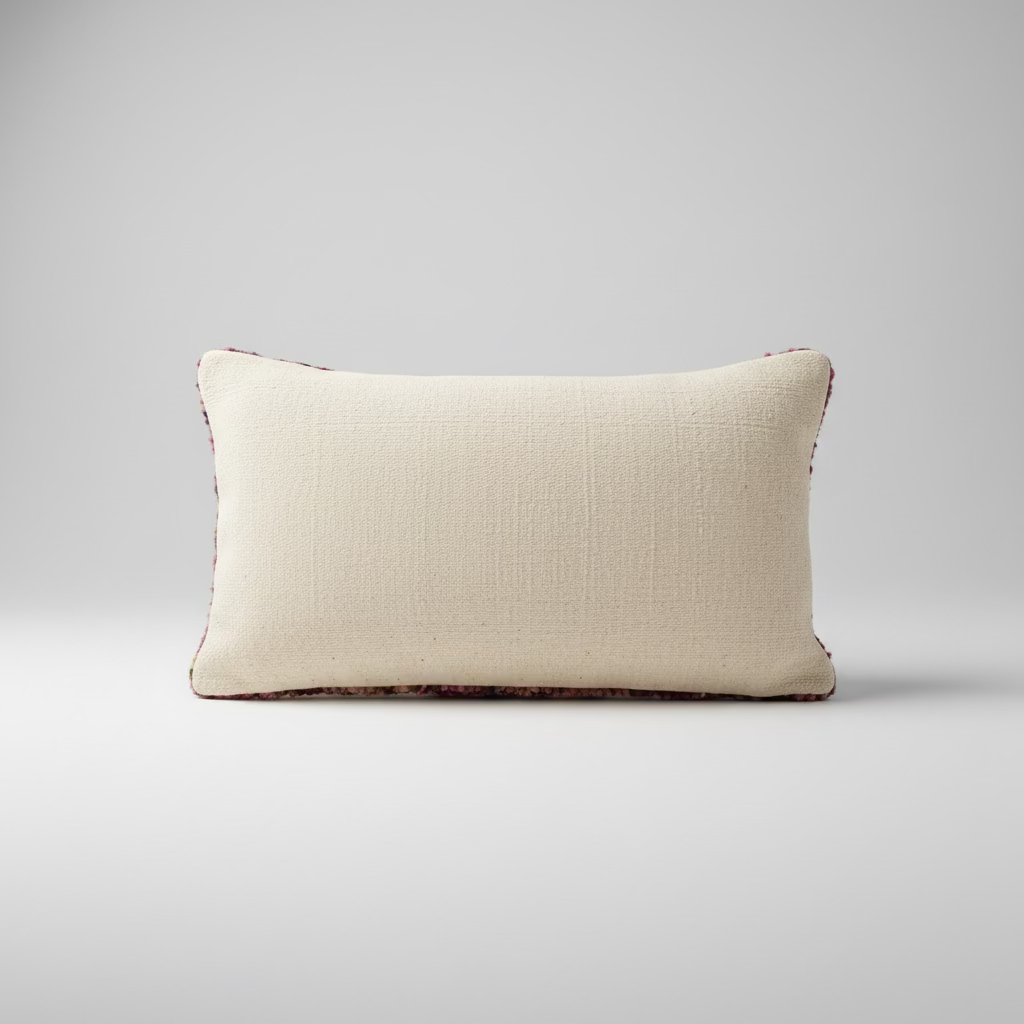 Handmade Boujaad Cushion Cover – Soft Green & Cream Floral 57×39cm