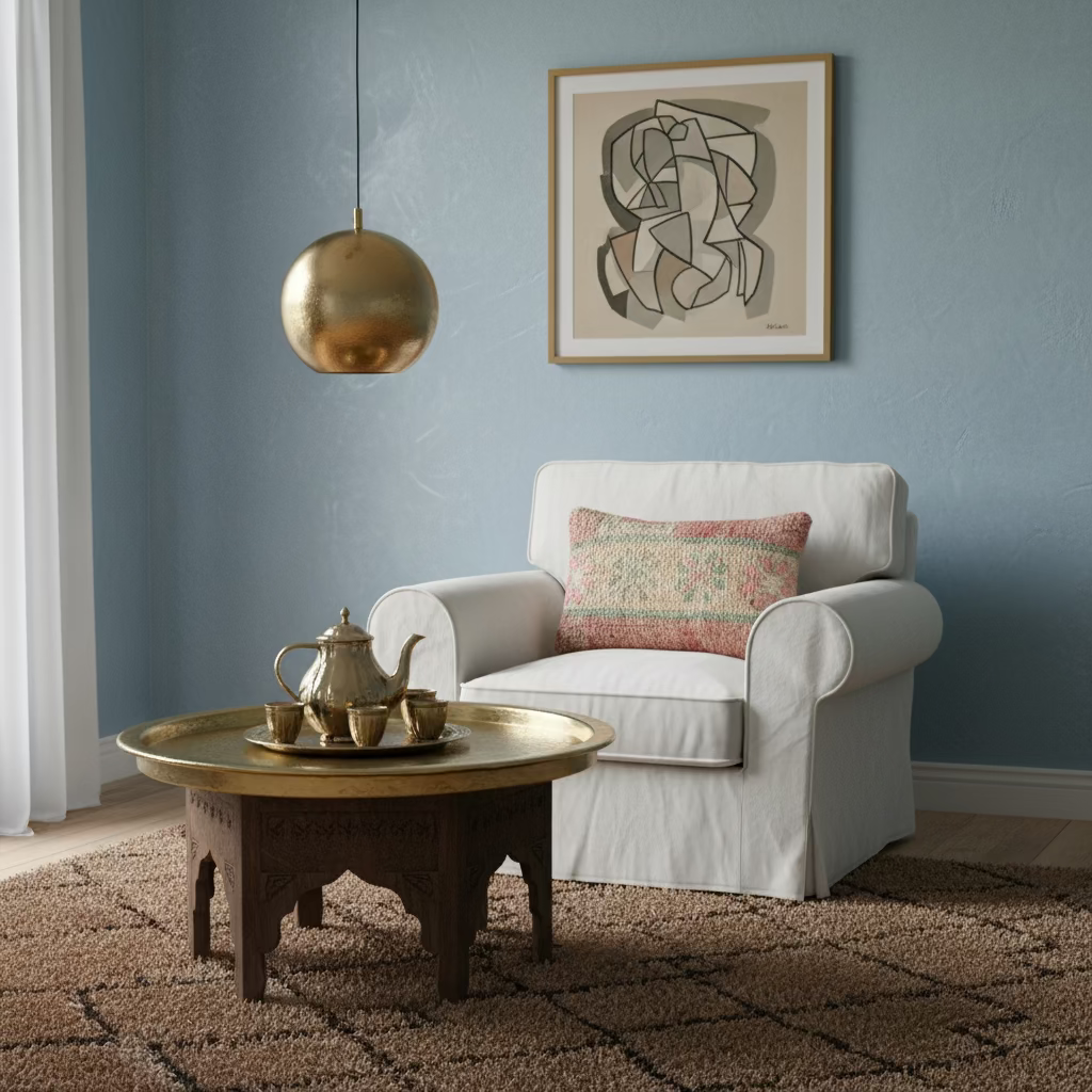 Handmade Boujaad Cushion Cover – Blush & Sage Floral 57×39cm