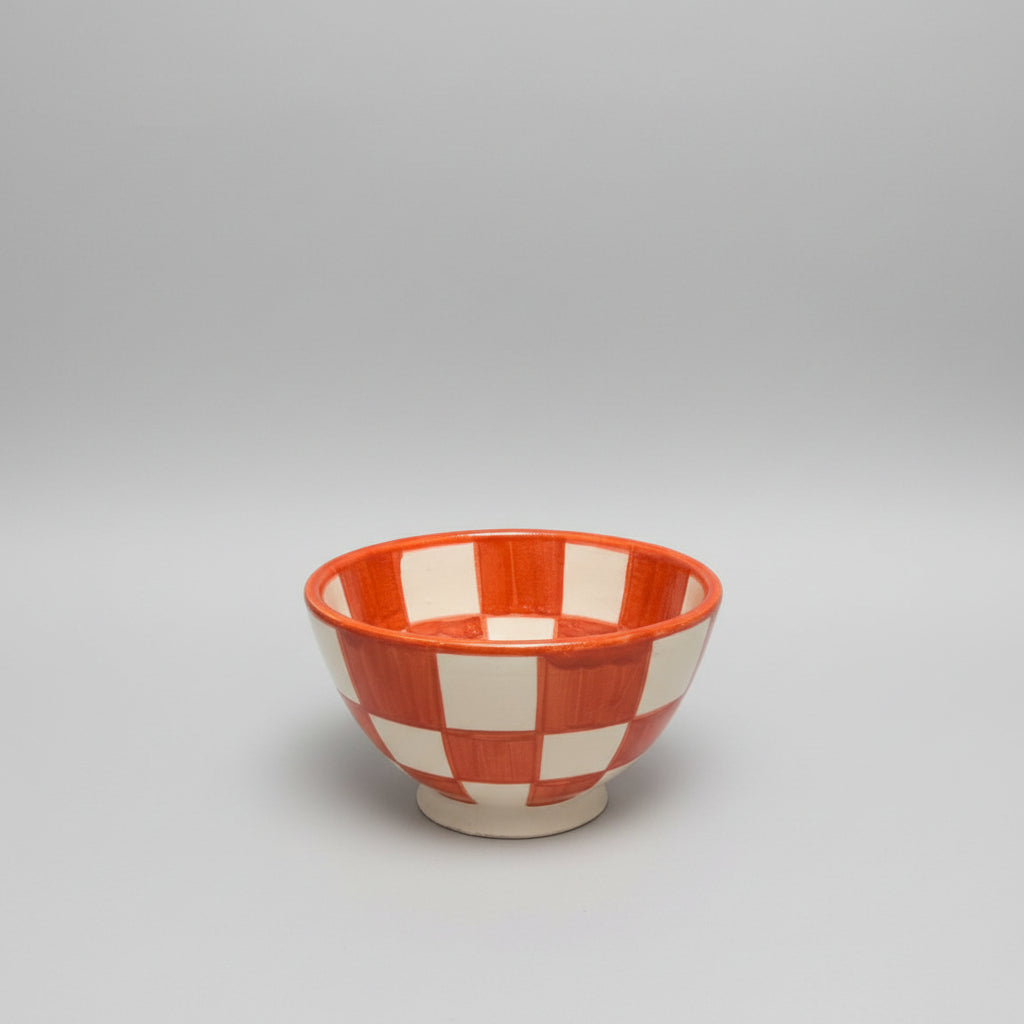 Handpainted Moroccan Checked Ceramic Bowl