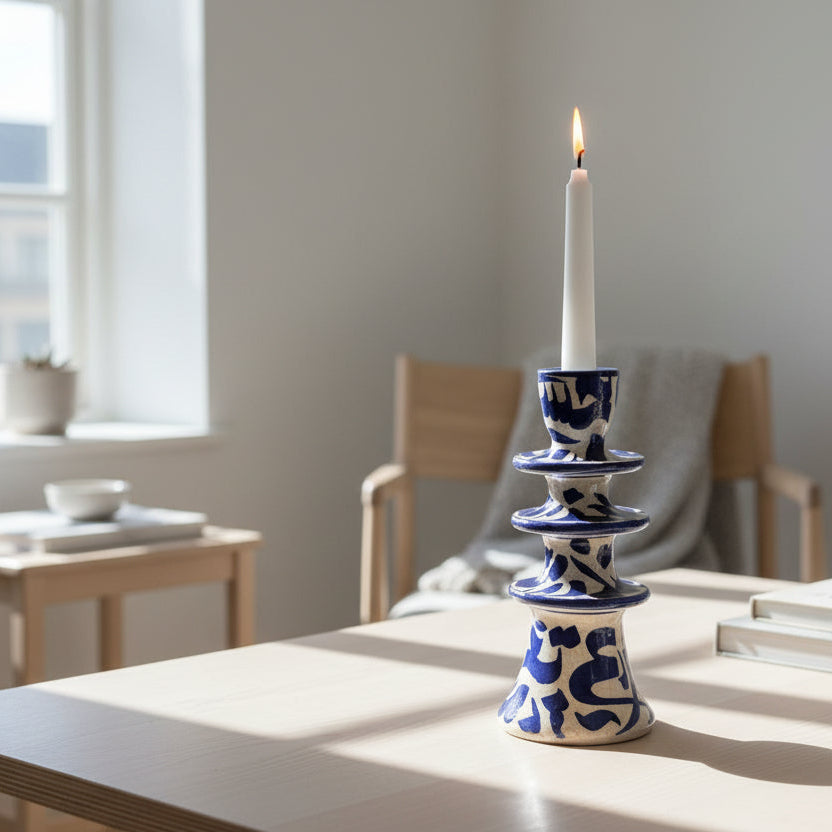 Arabic Calligraphic Design Ceramic Candle Holder