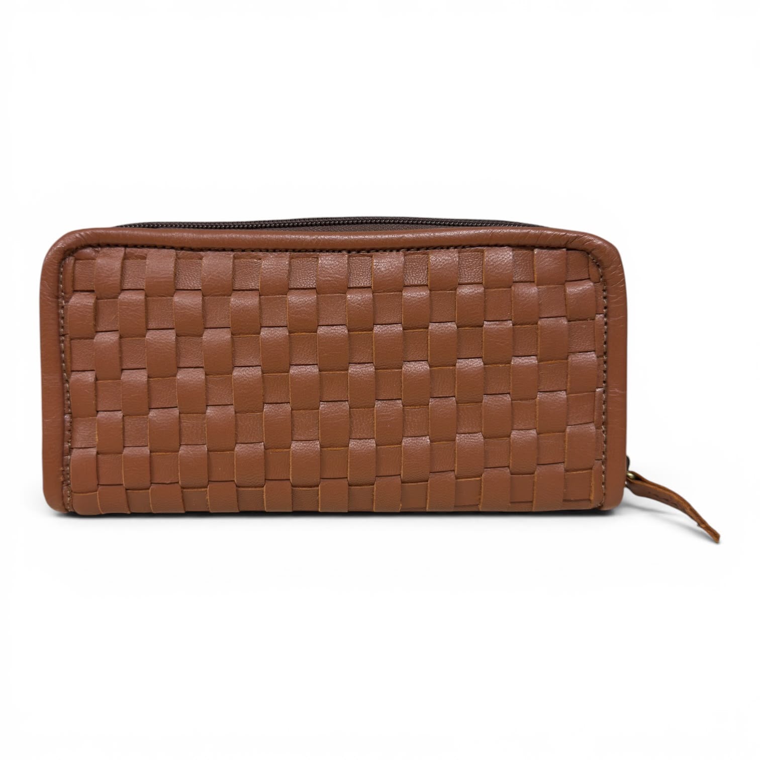 Handwoven Leather Zip-Around Clutch Wallet – Artisan Made (6 Colours)