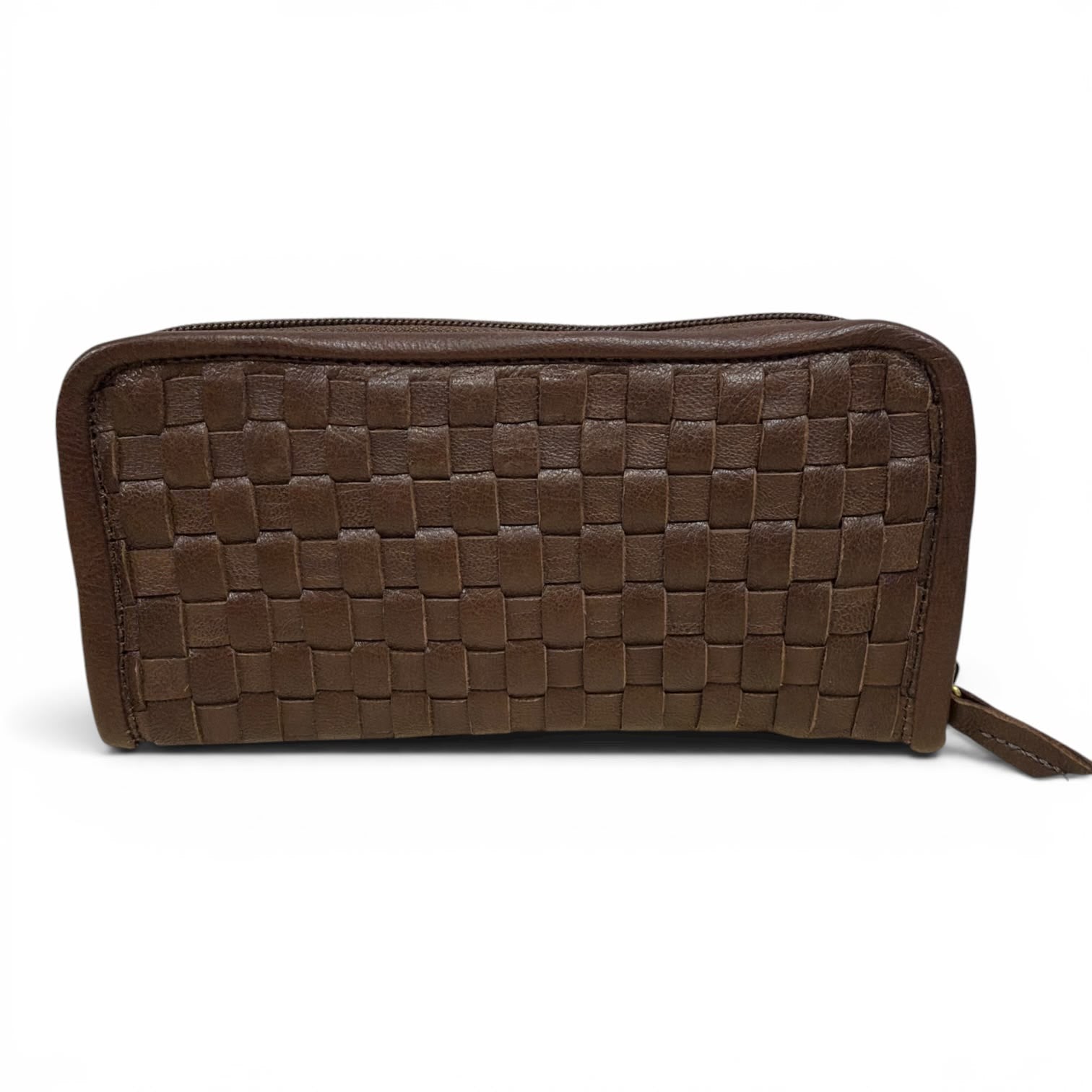 Handwoven Leather Zip-Around Clutch Wallet – Artisan Made (6 Colours)