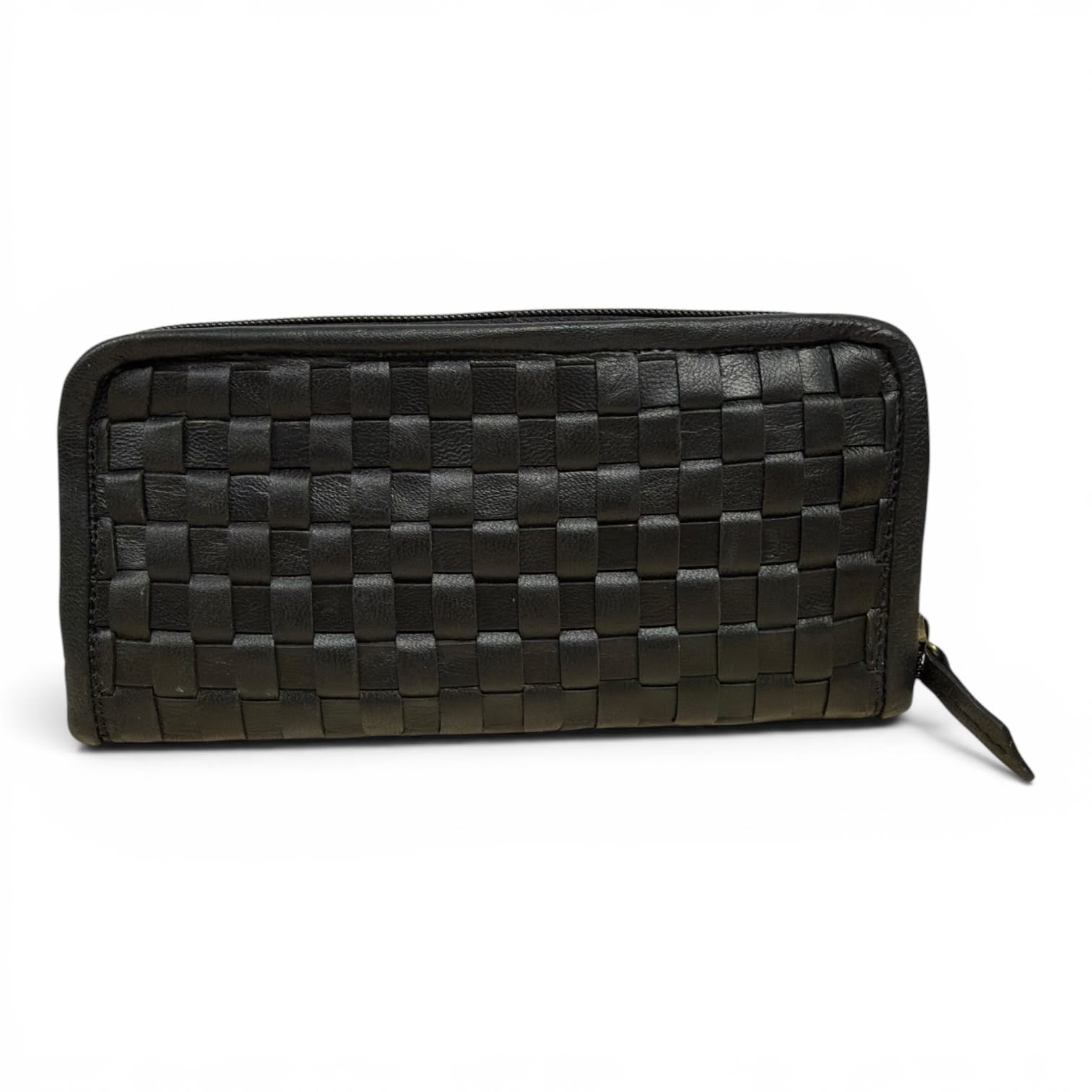 Handwoven Leather Zip-Around Clutch Wallet – Artisan Made (6 Colours)