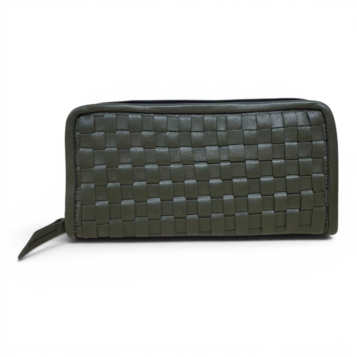Handwoven Leather Zip-Around Clutch Wallet – Artisan Made (6 Colours)