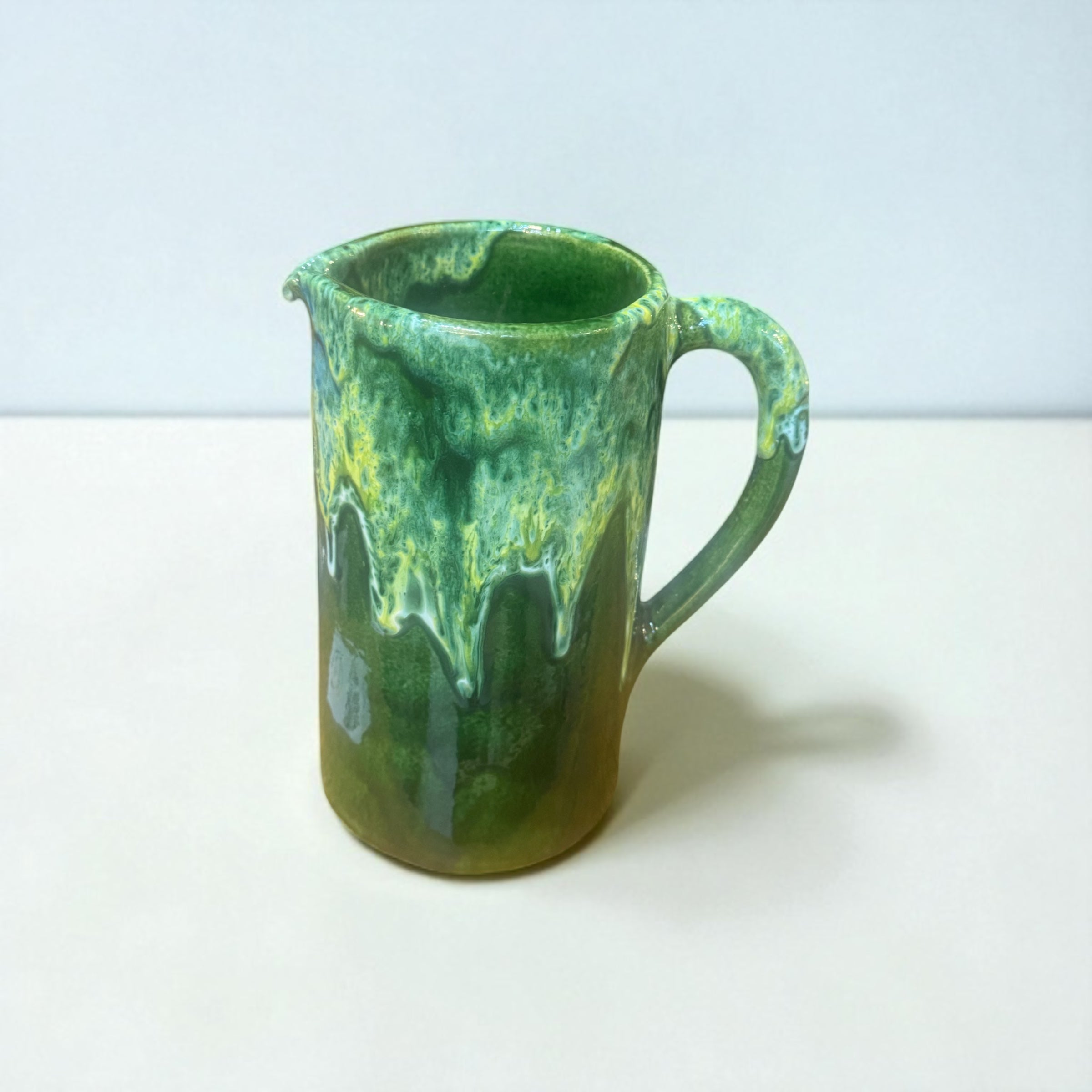 Decorative Moroccan Green Drip- Glazed Jug