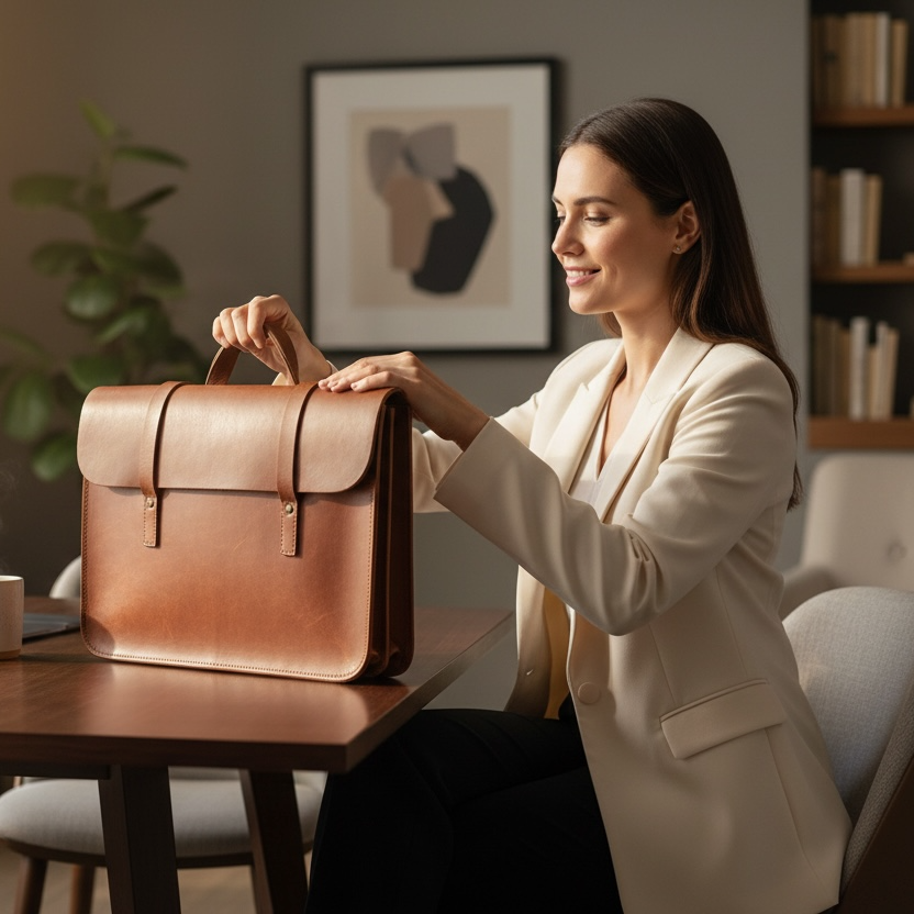 jordan Leather Messenger Bag – Full Grain Tan Work Briefcase