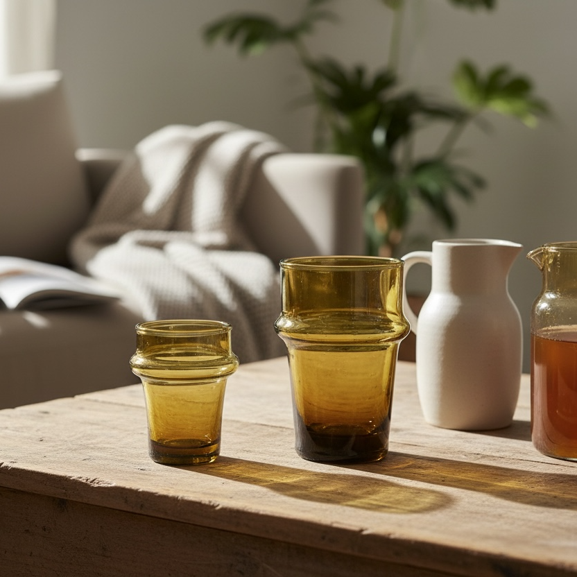 Thé brun servant des verres à boire marocains recyclés