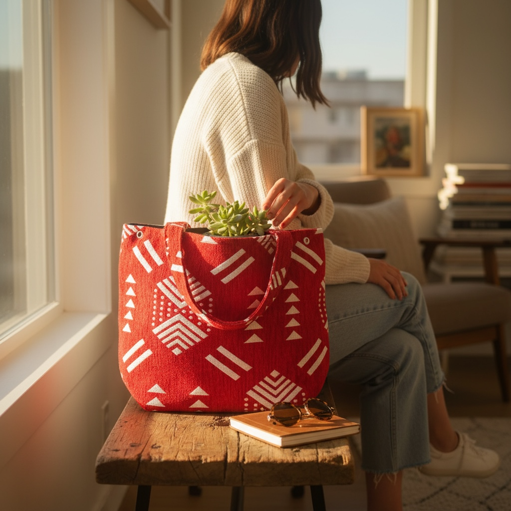 Expandable Moroccan Fabric Tote Bag – Woven Geometric Pattern (5 Colours)