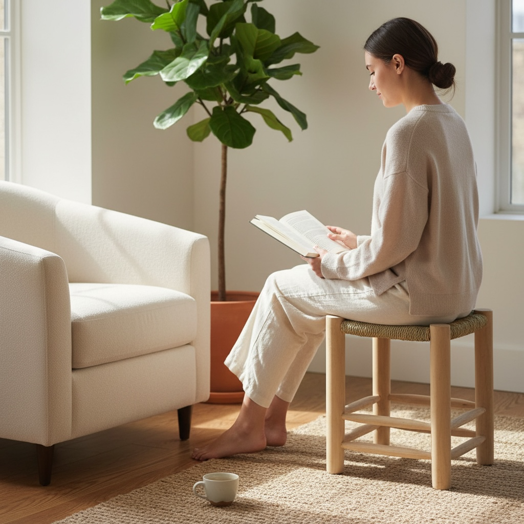Handcrafted Moroccan Palm Leaf Stool