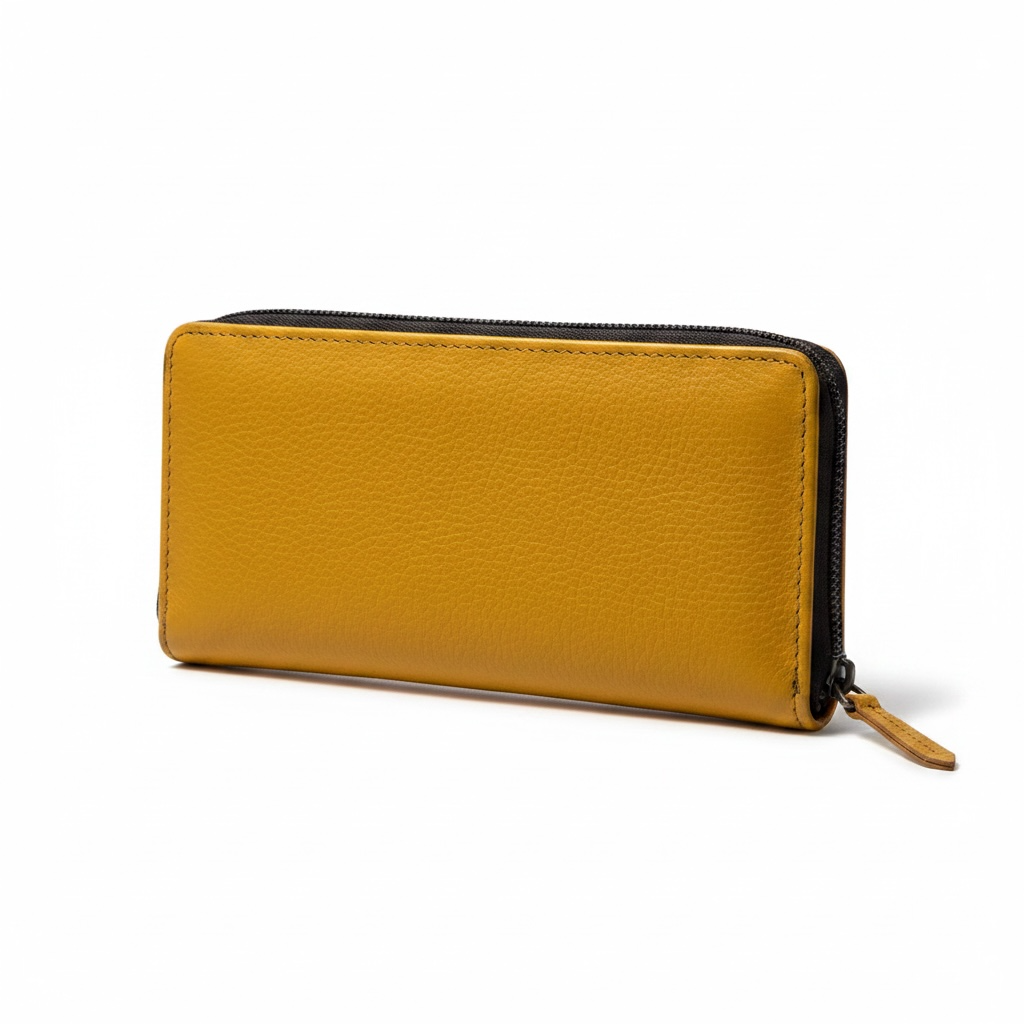 Full-Grain Leather Zip-Around Clutch Wallet