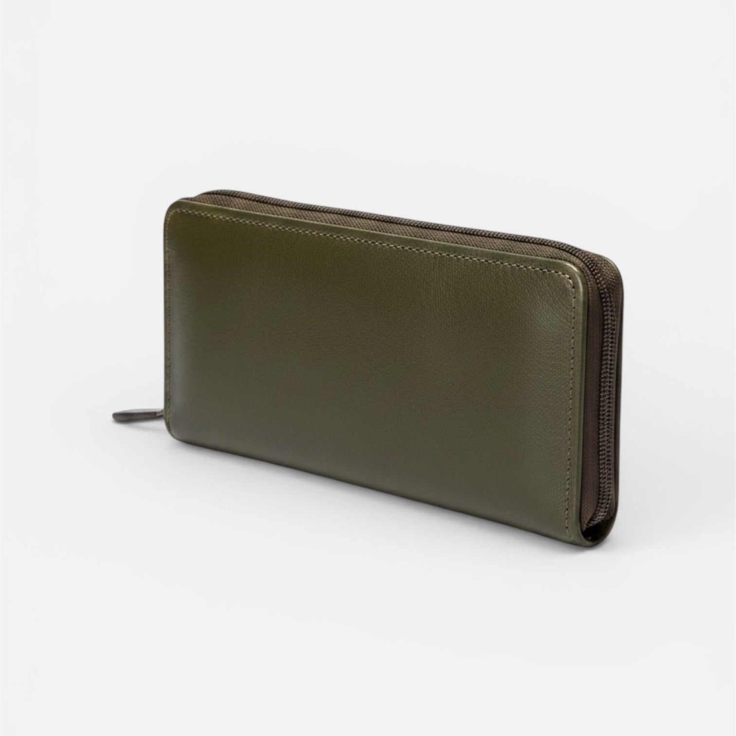 Full-Grain Leather Zip-Around Clutch Wallet