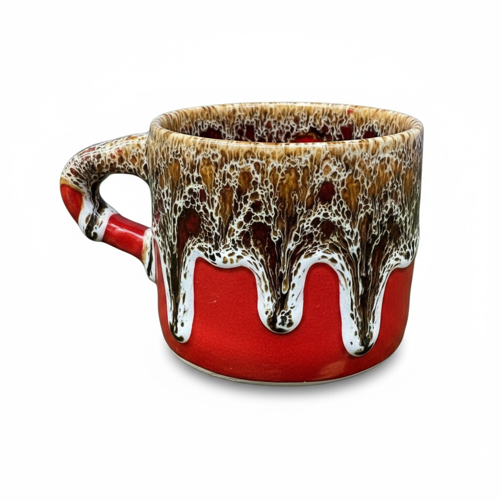 Handmade Moroccan Mug with Drip Glaze & Dimples